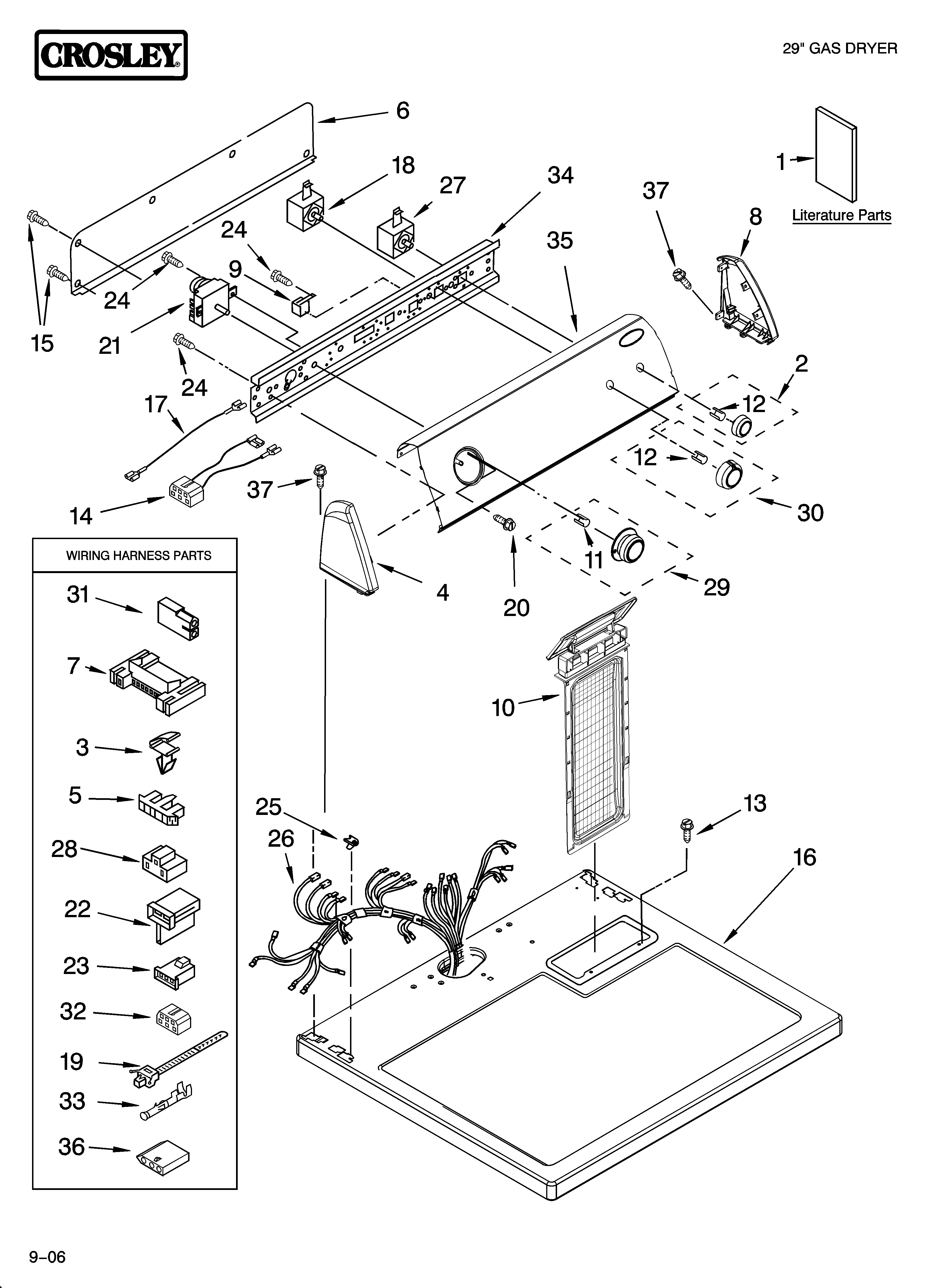 Crosley CGDS563SQ0 top and console parts diagram