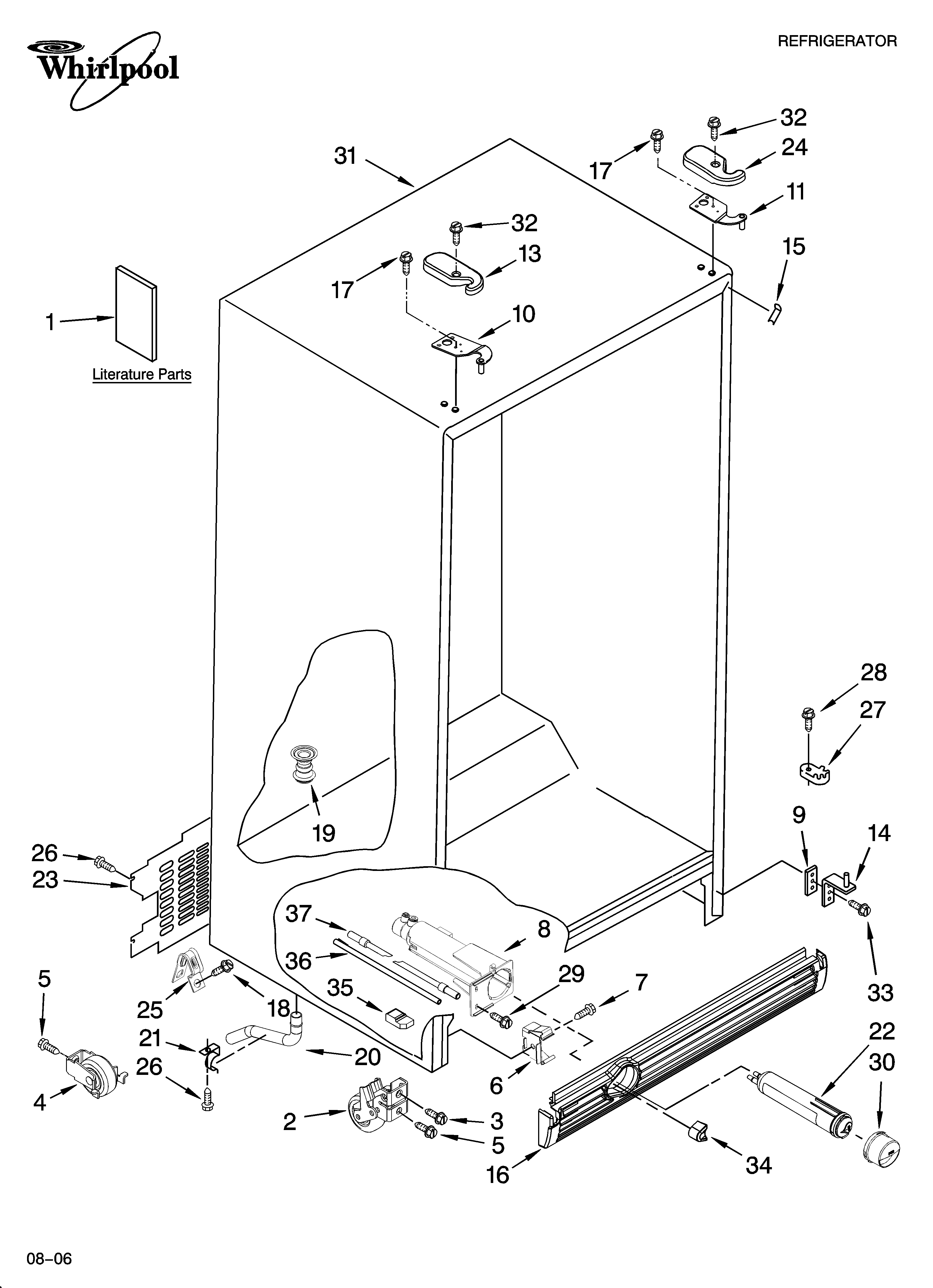 Whirlpool ED2FHAXSB03 cabinet parts diagram