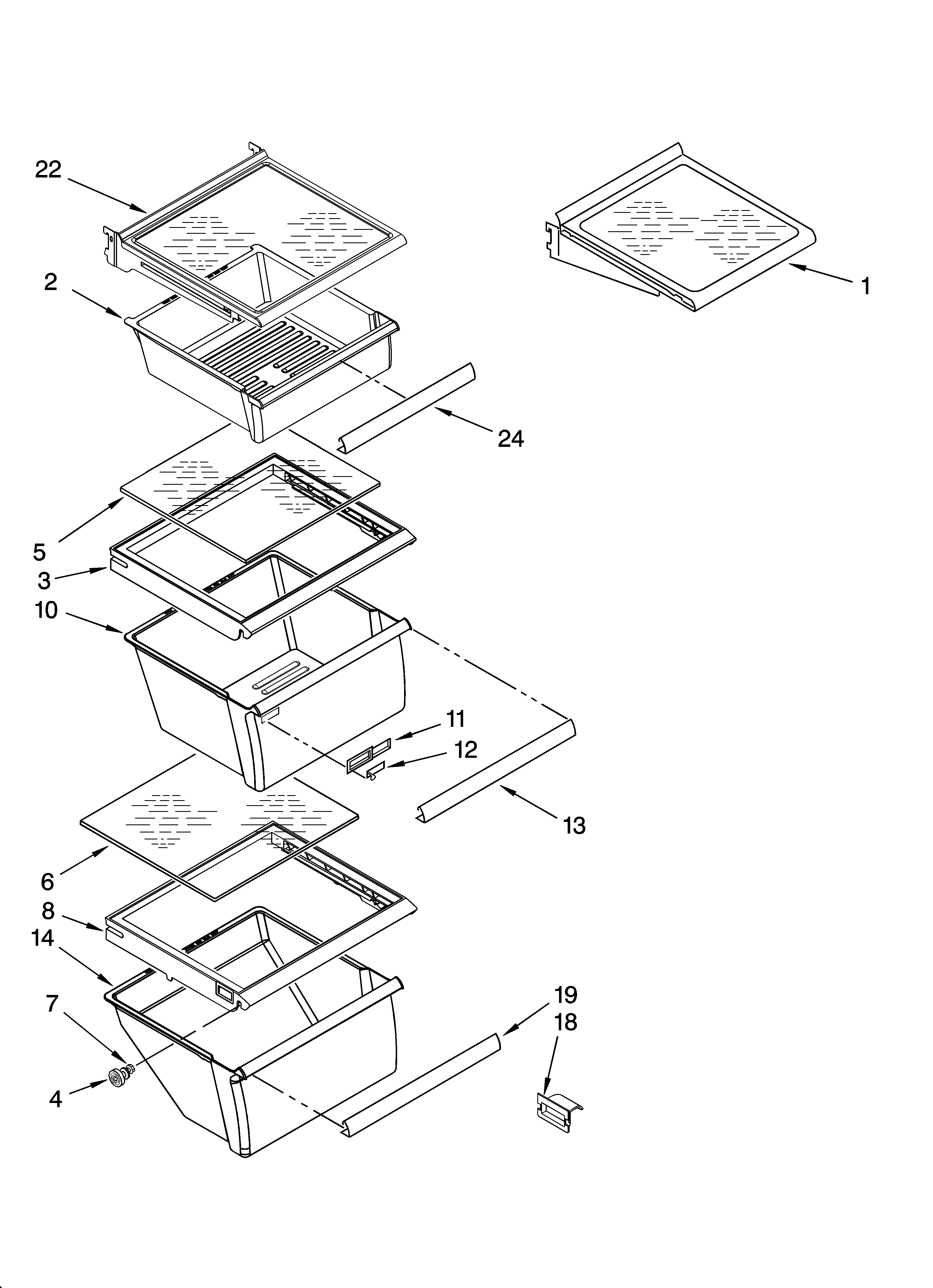Whirlpool ED2FHAXSB03 refrigerator shelf parts diagram