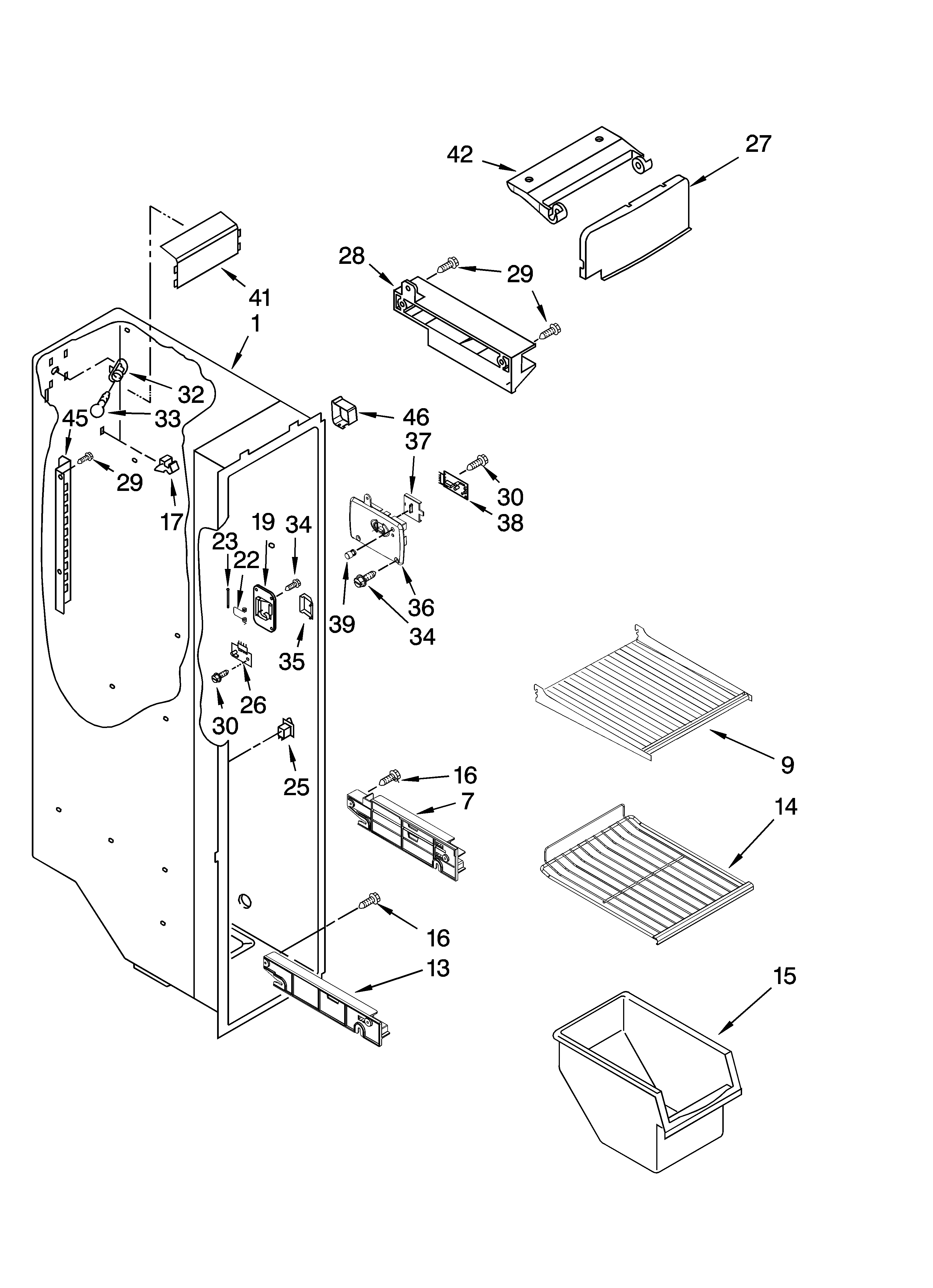 Whirlpool ED2FHAXSB03 freezer liner parts diagram