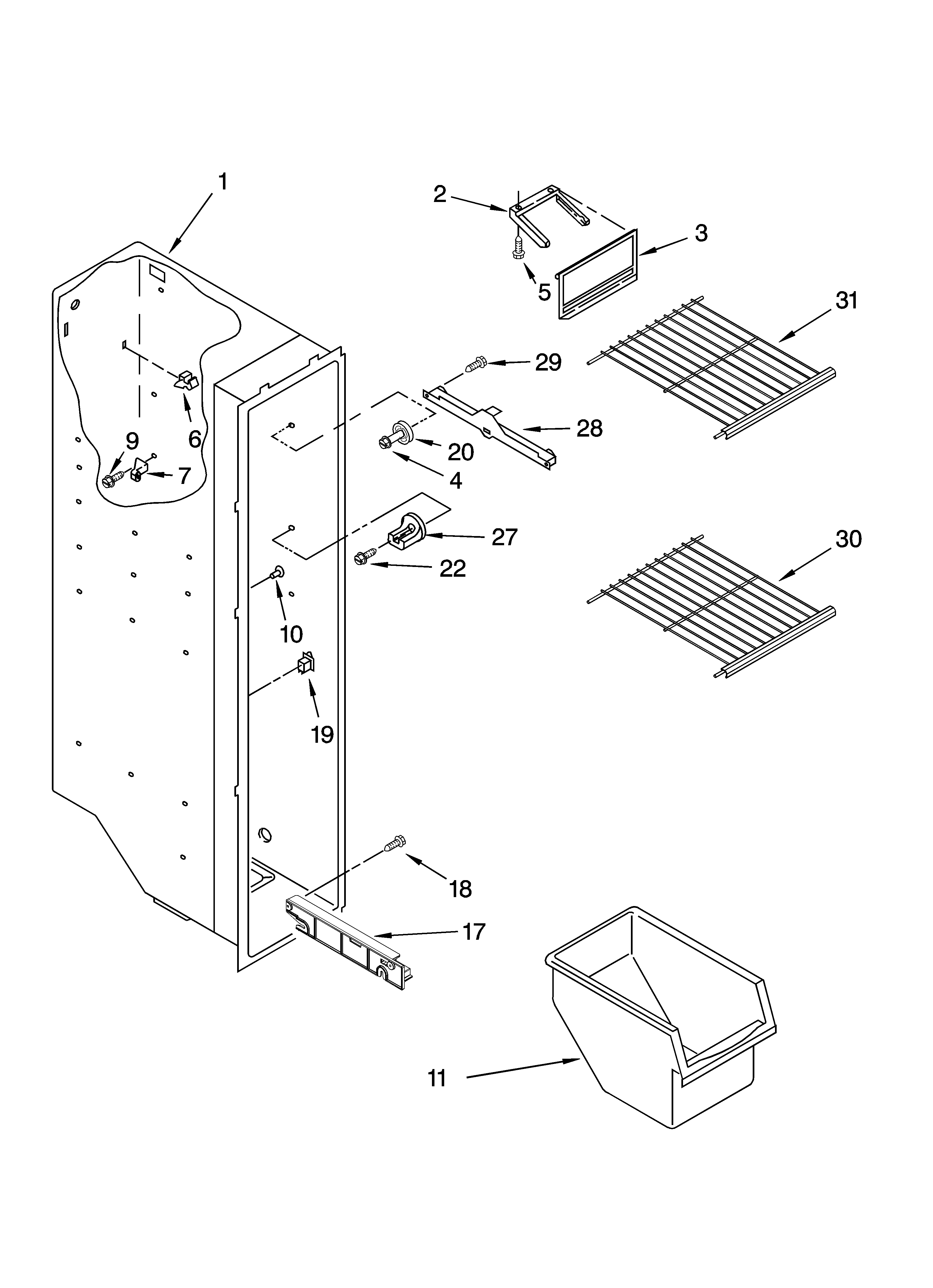 Whirlpool ED2FHEXSQ02 freezer liner parts diagram