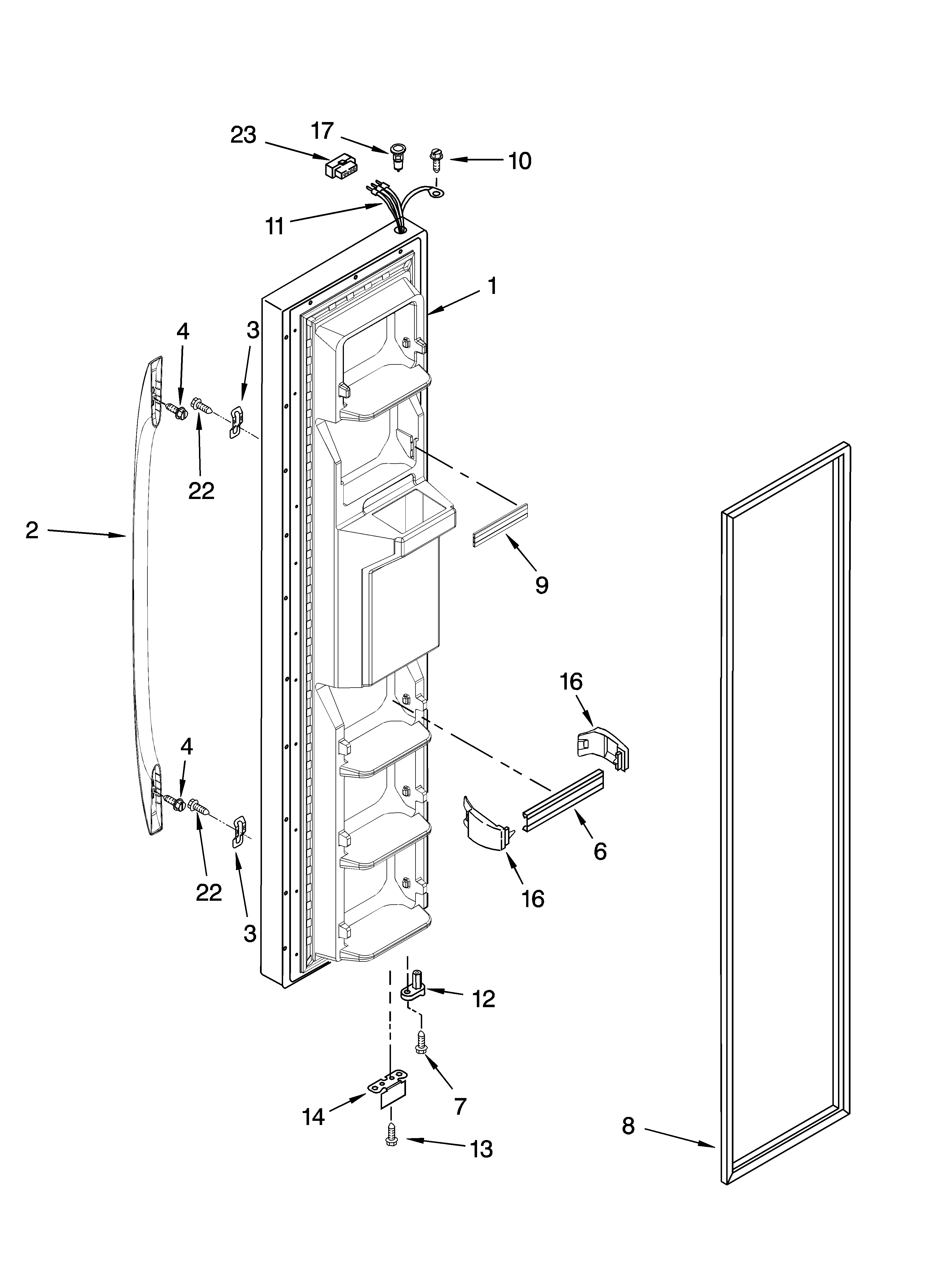 Whirlpool ED2FHEXSQ02 freezer door parts diagram