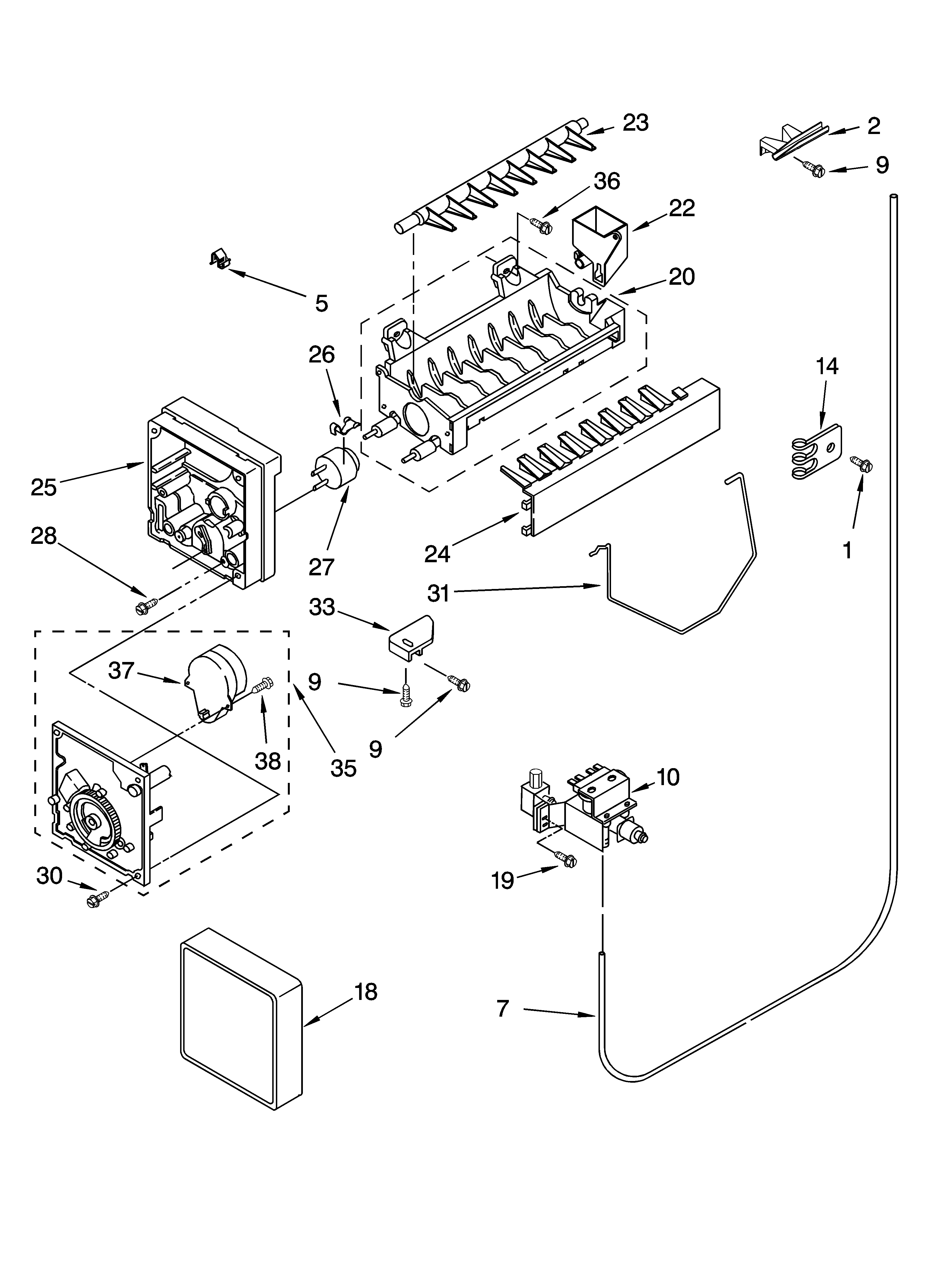 Whirlpool ED2FHEXSQ02 icemaker parts, optional parts (not included) diagram