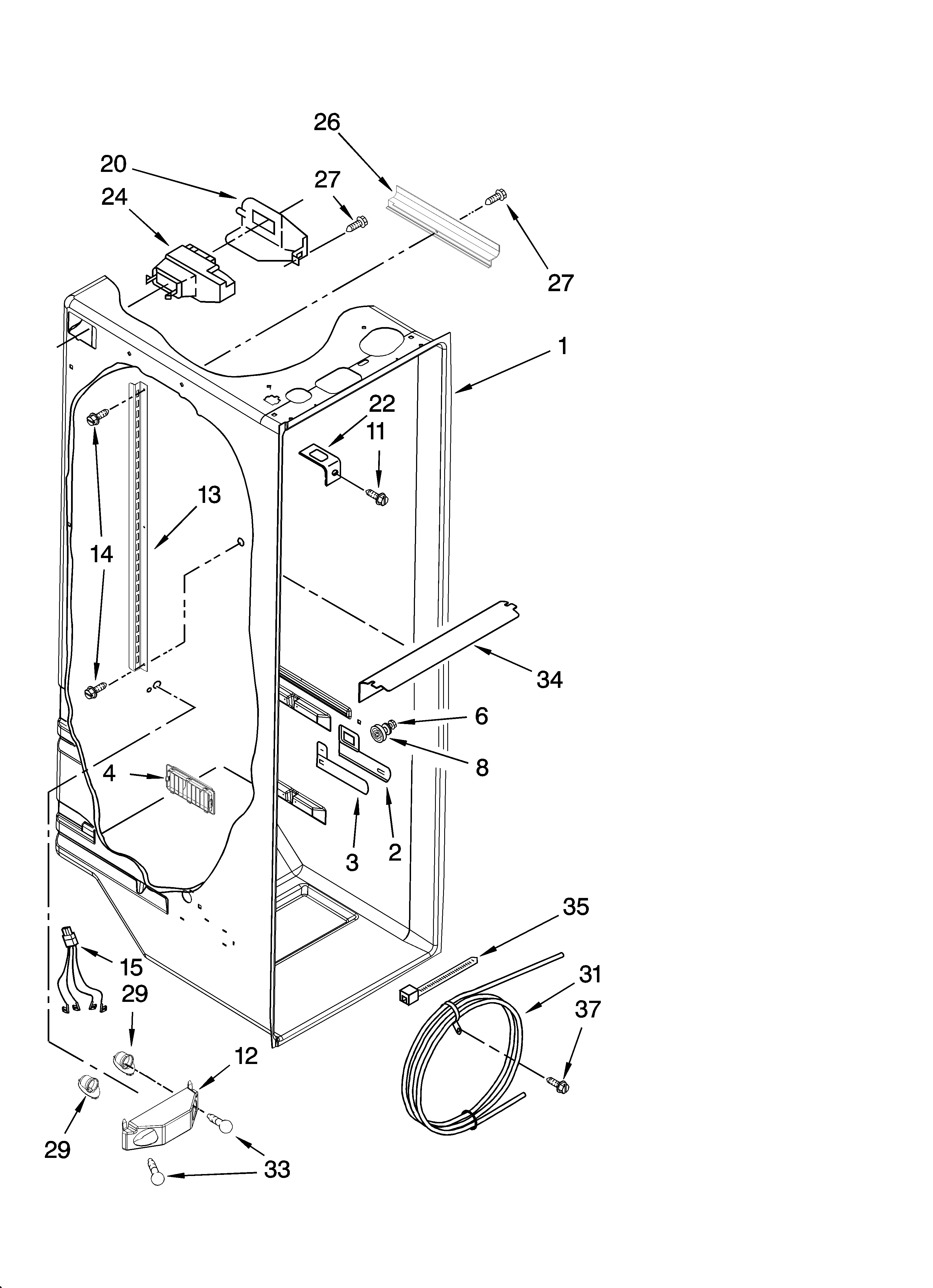 Whirlpool ED2GHEXNL04 refrigerator liner parts diagram