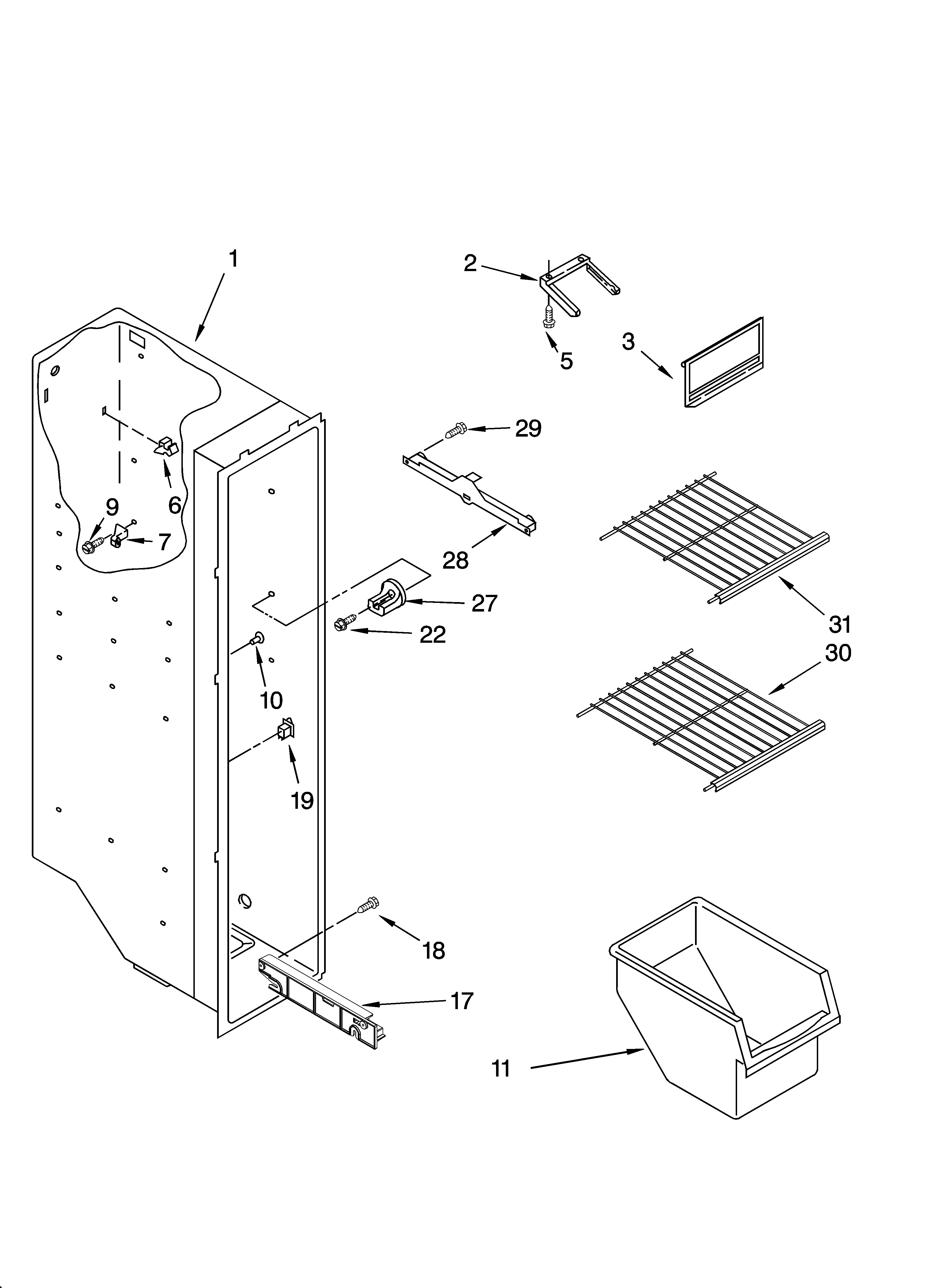 Whirlpool ED2GHEXNL04 freezer liner parts diagram