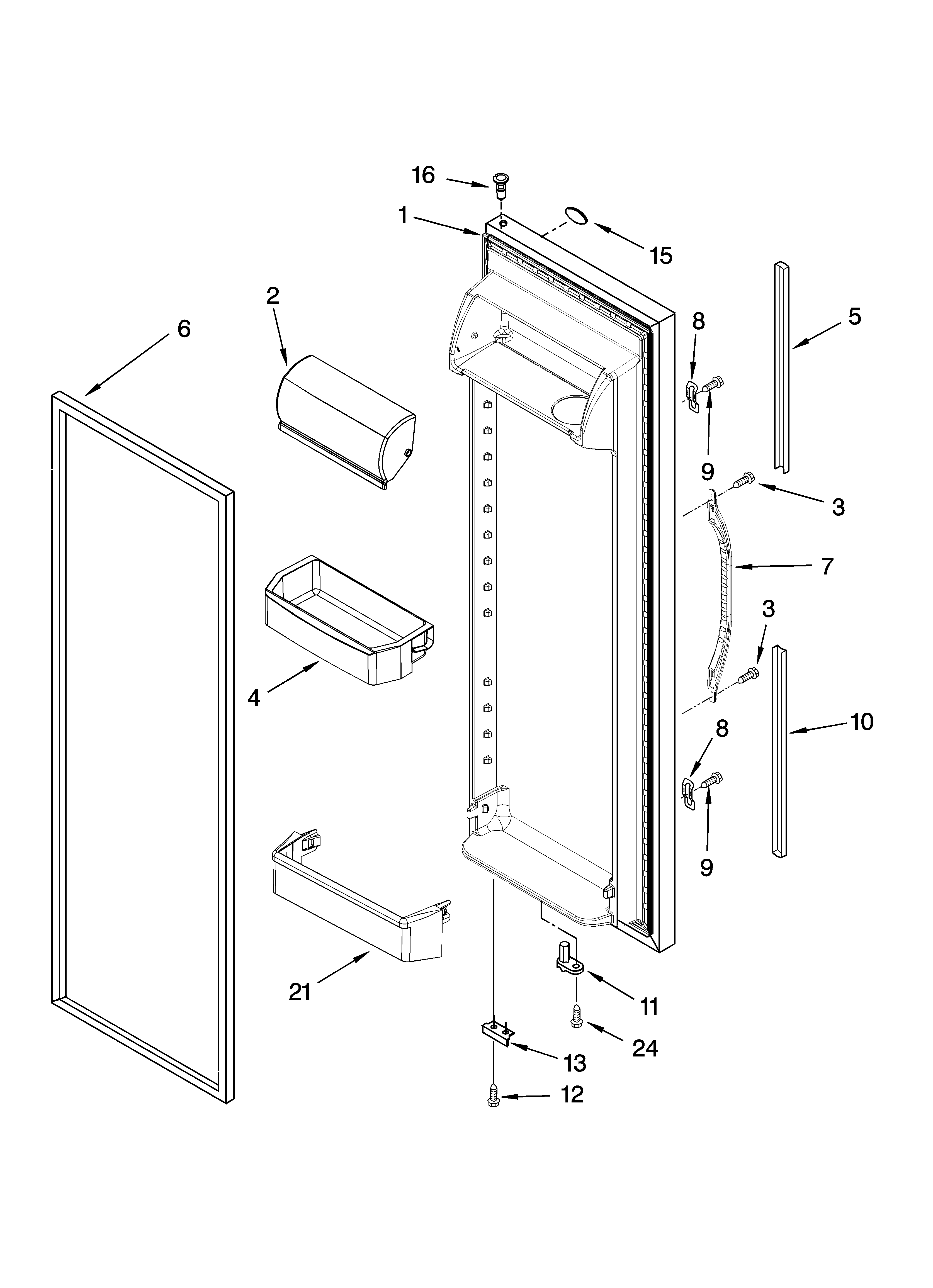 Whirlpool ED2GHEXNL04 refrigerator door parts diagram