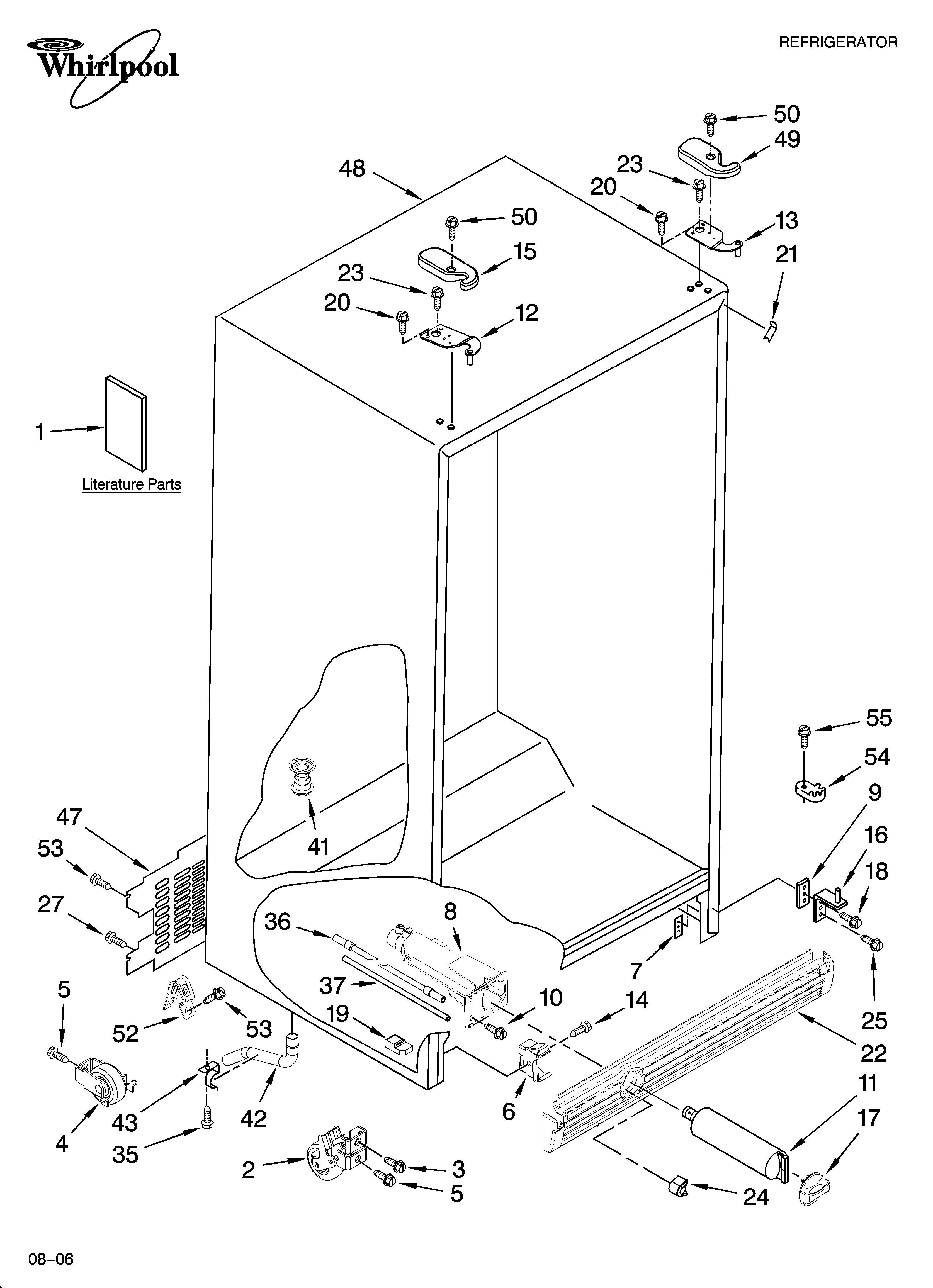 Whirlpool ED5HBEXTB00 cabinet parts diagram