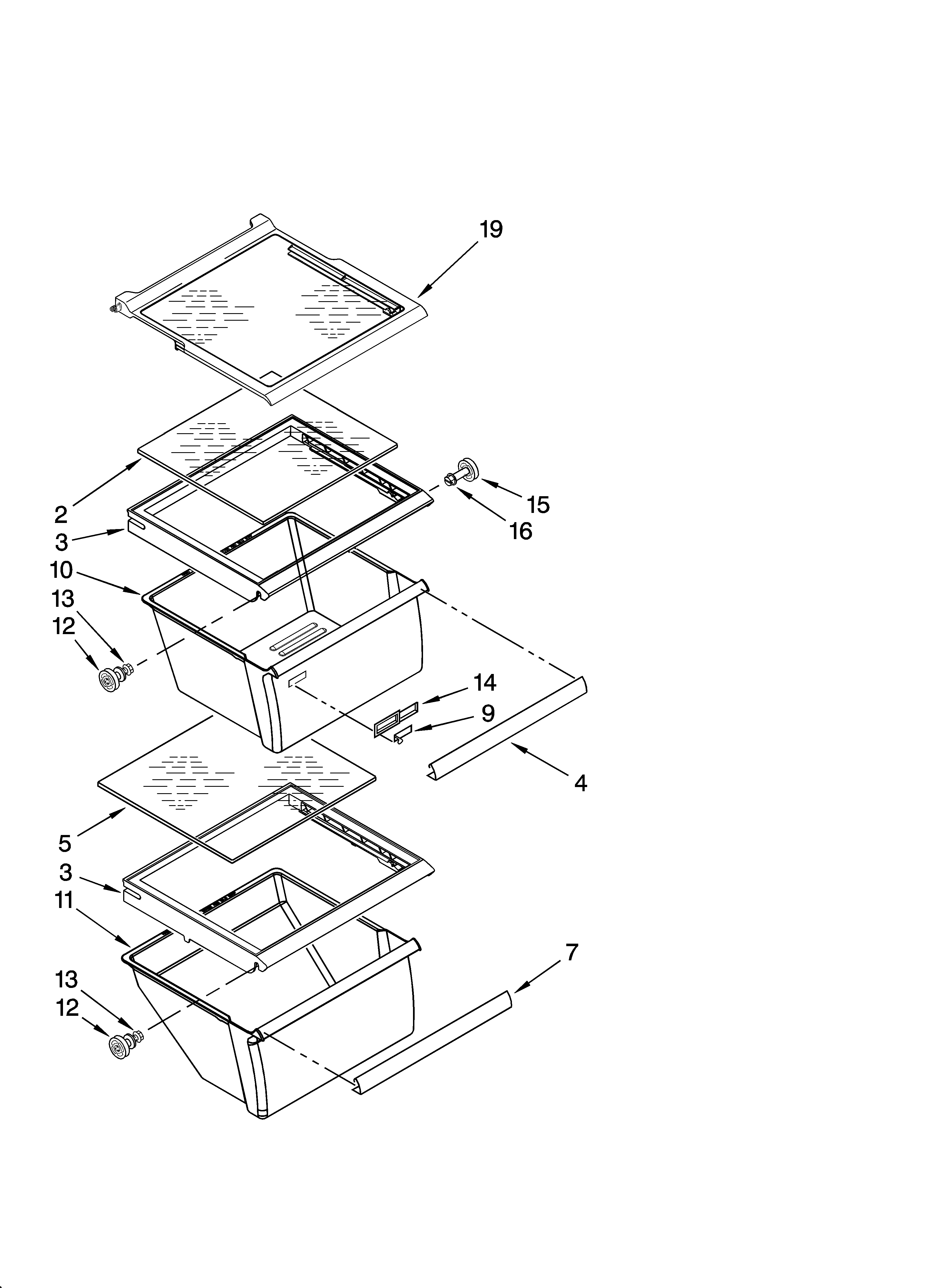 Whirlpool ED5HHEXTB00 refrigerator shelf parts diagram