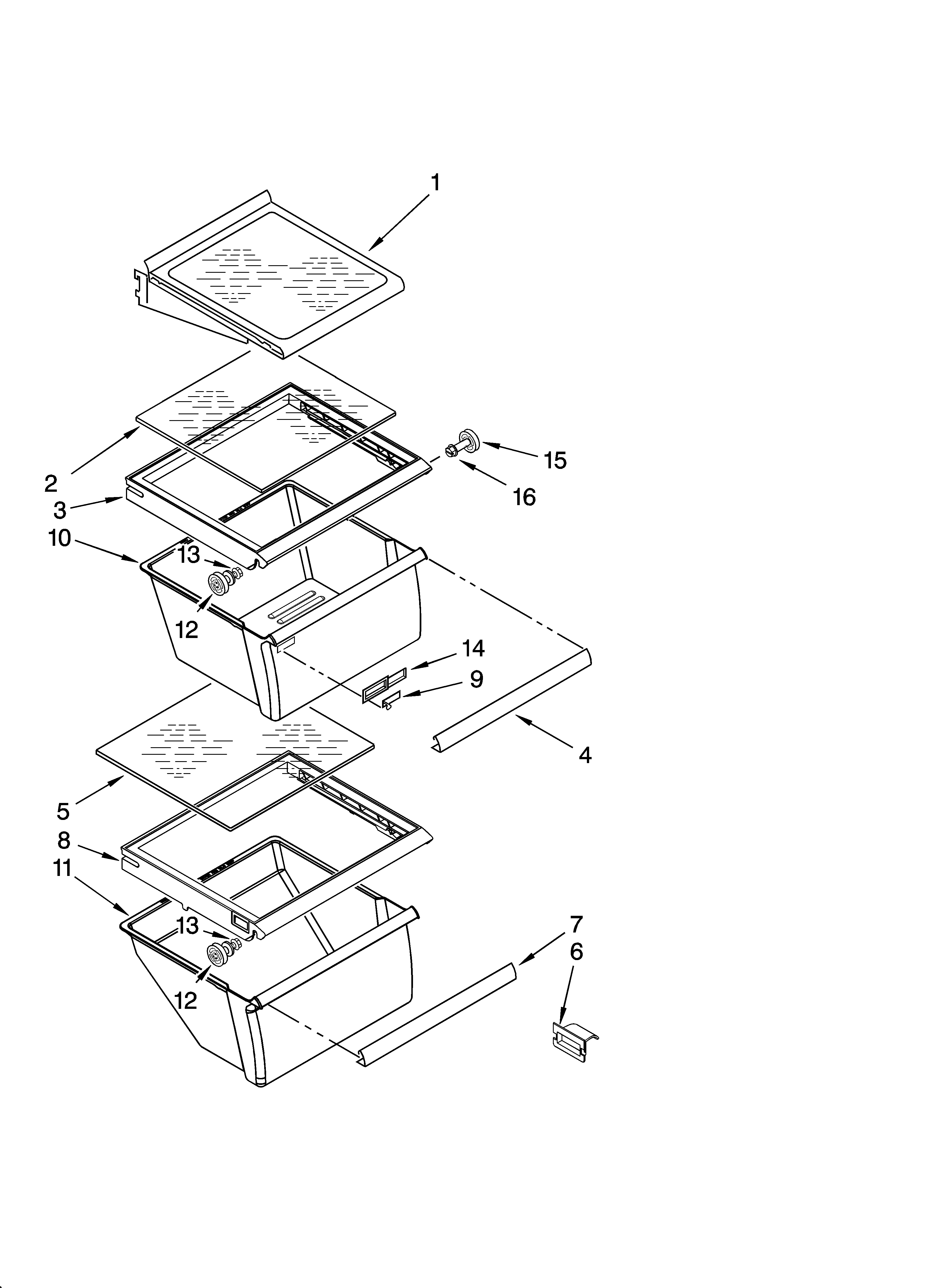 Whirlpool ED5VHGXMB15 refrigerator shelf parts diagram