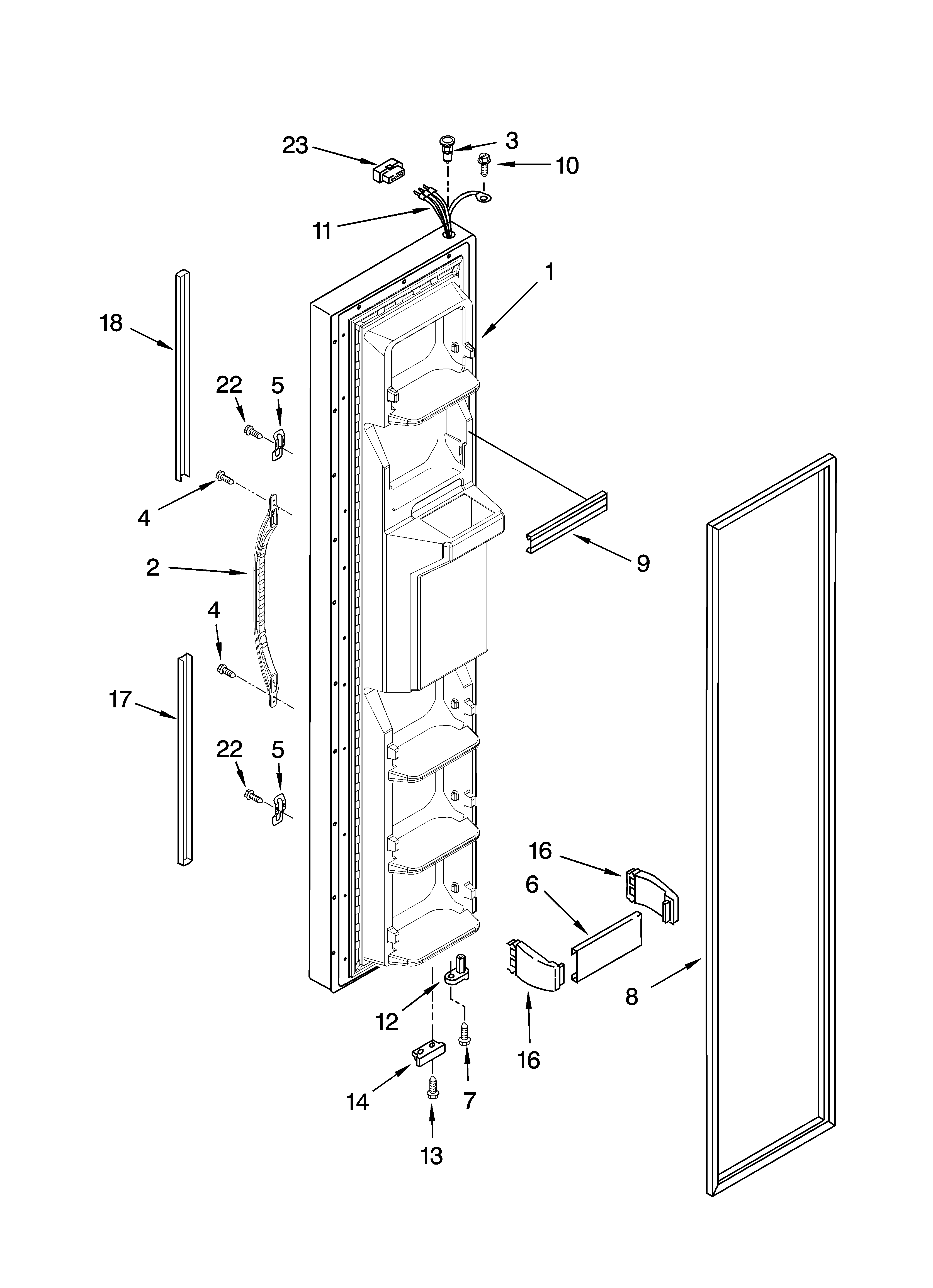 Whirlpool ED5VHGXMB15 freezer door parts diagram