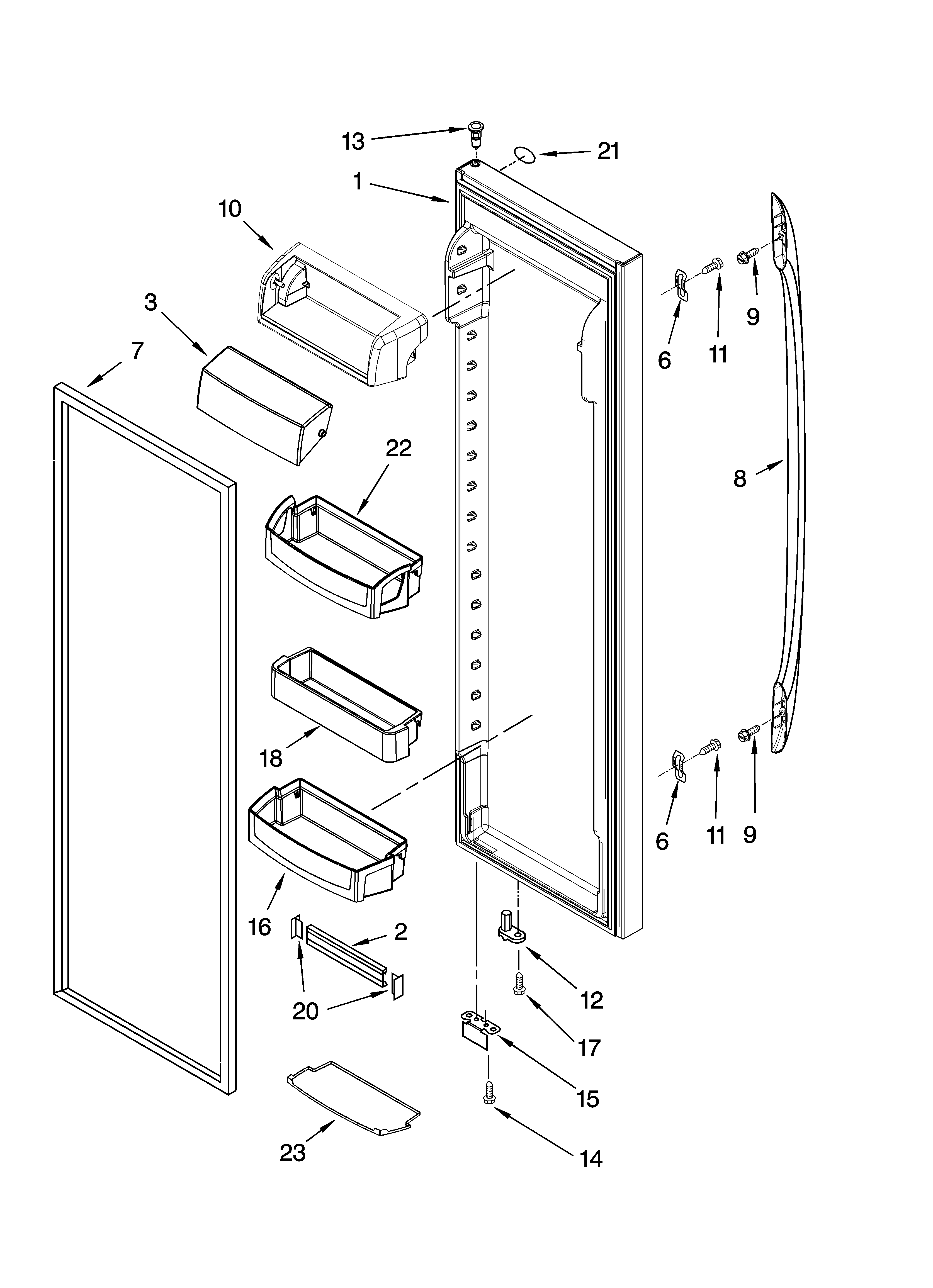 Whirlpool GC5NHAXSQ01 refrigerator door parts diagram