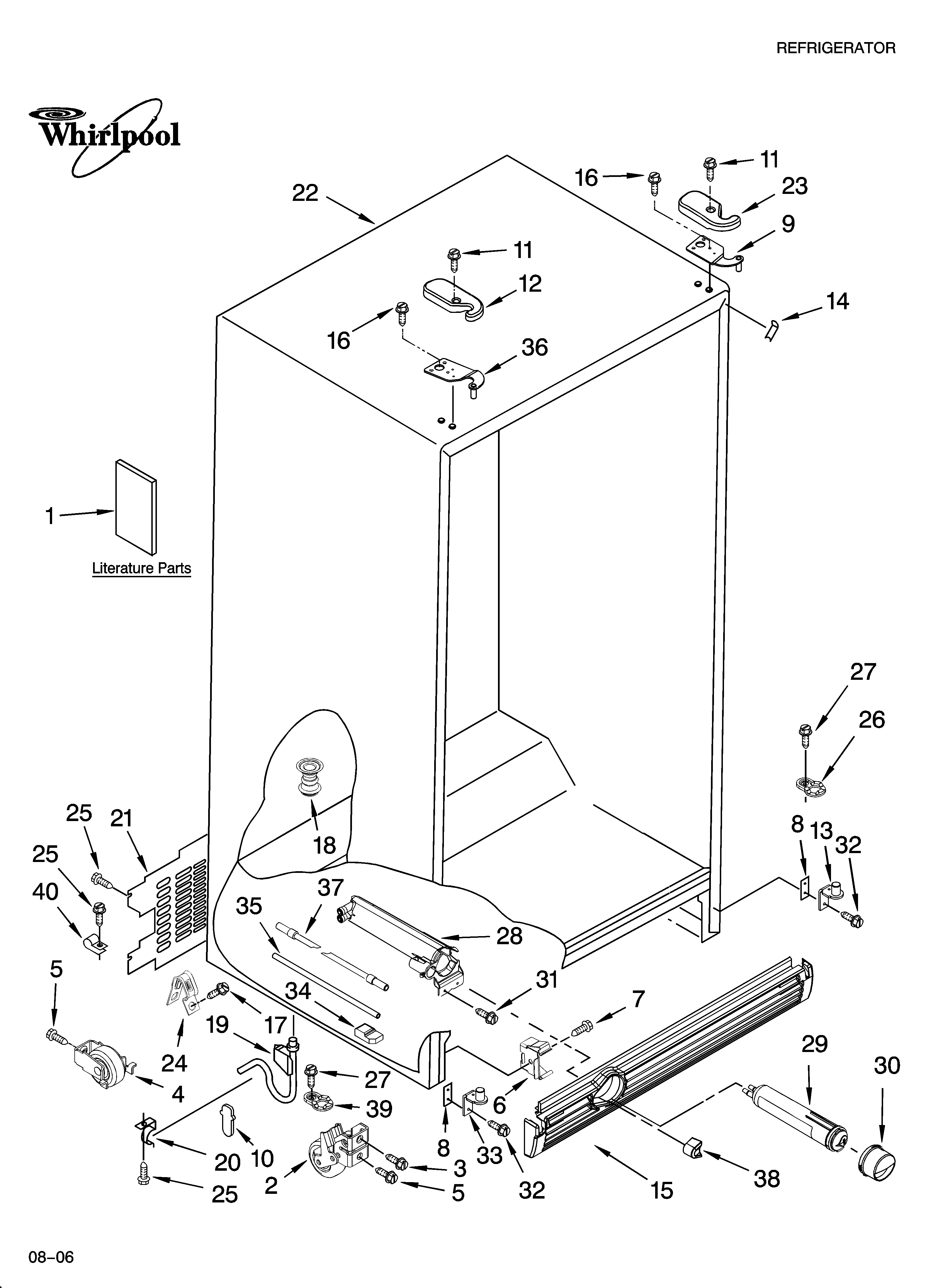 Whirlpool GD5NHAXSY00 cabinet parts diagram