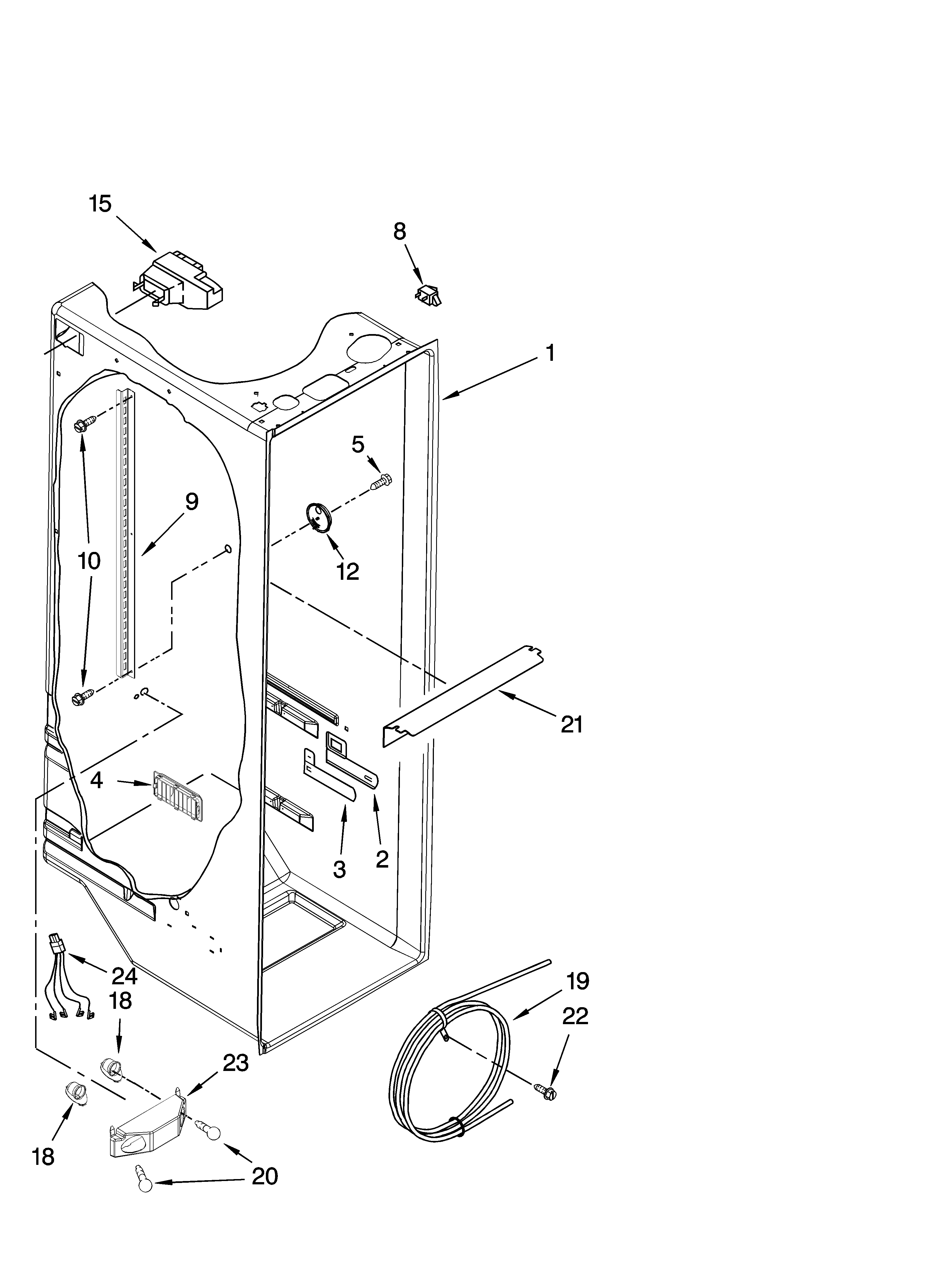 Whirlpool GD5NHAXSY00 refrigerator liner parts diagram