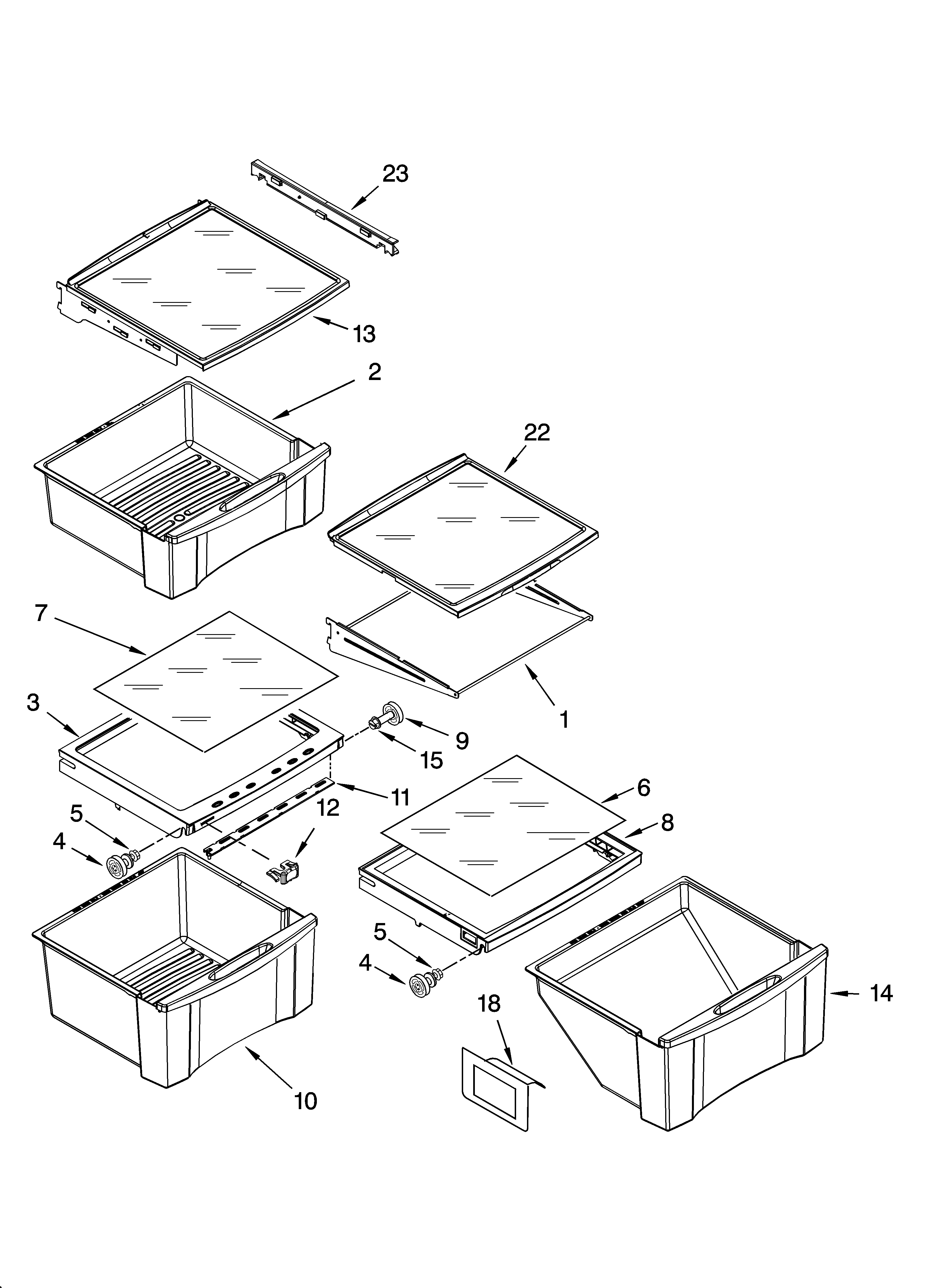 Whirlpool GD5NHAXSY00 refrigerator shelf parts diagram
