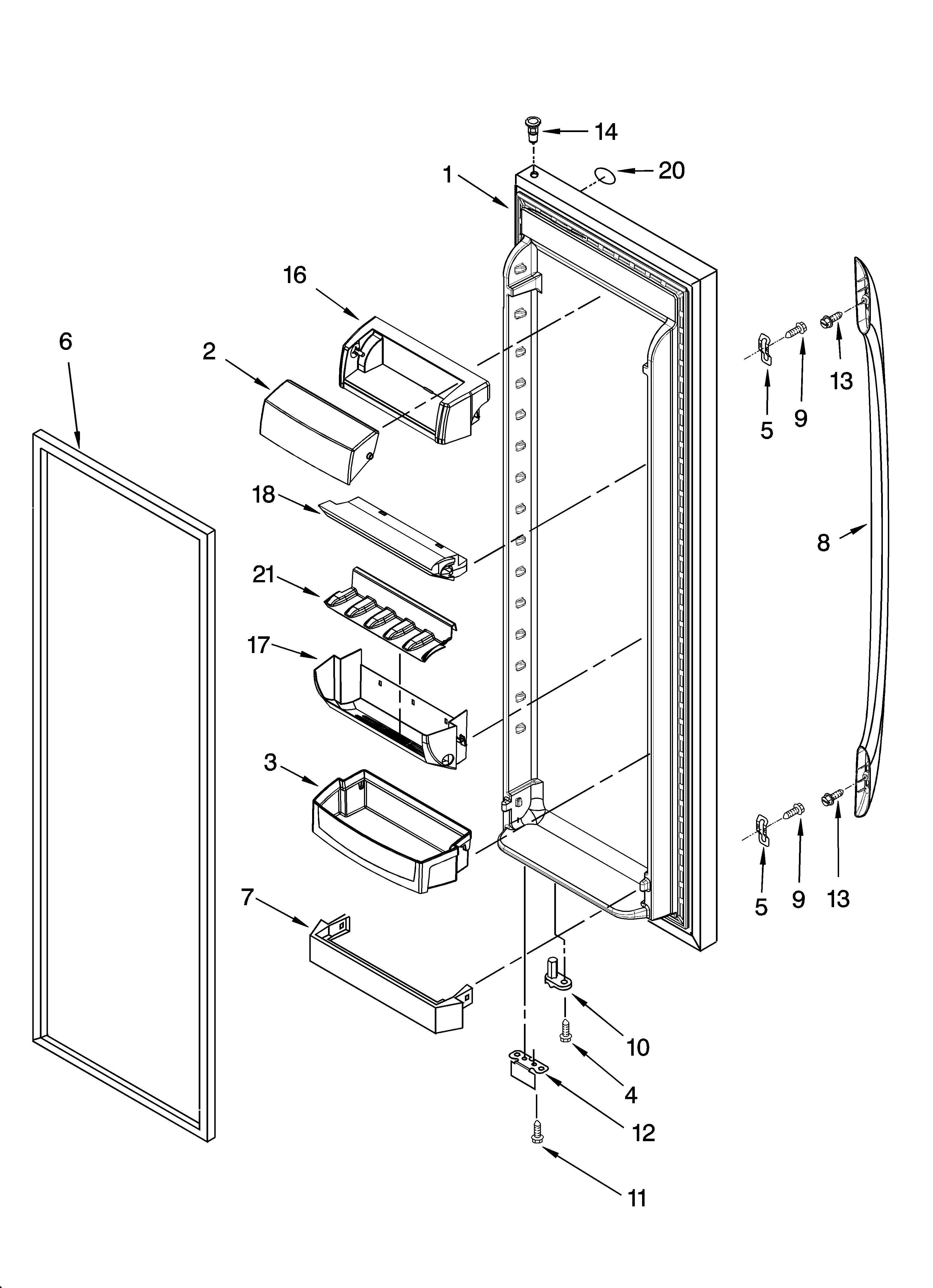 Whirlpool GD5NHAXSY00 refrigerator door parts diagram