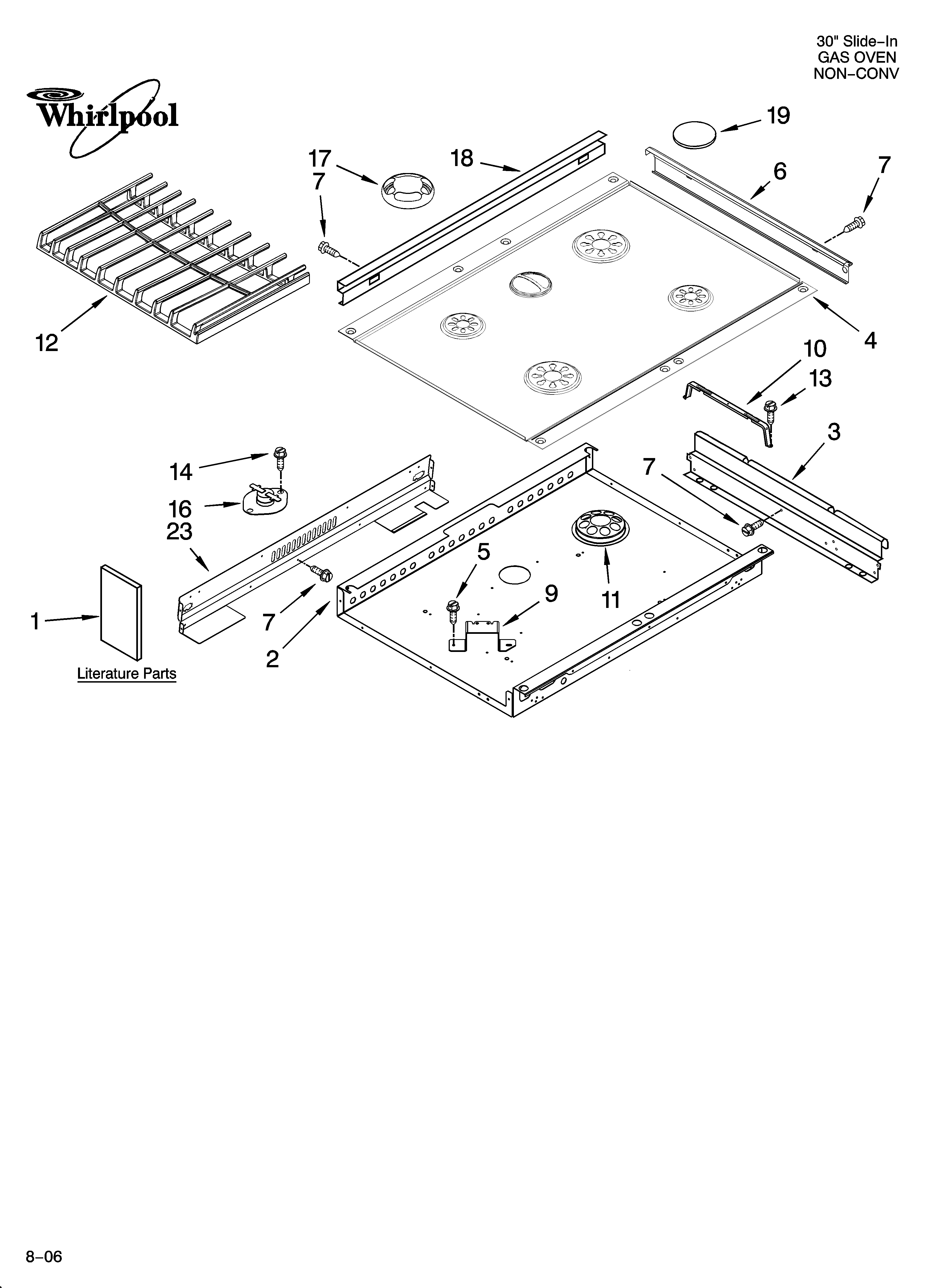 Whirlpool GW395LEPT04 cooktop parts diagram