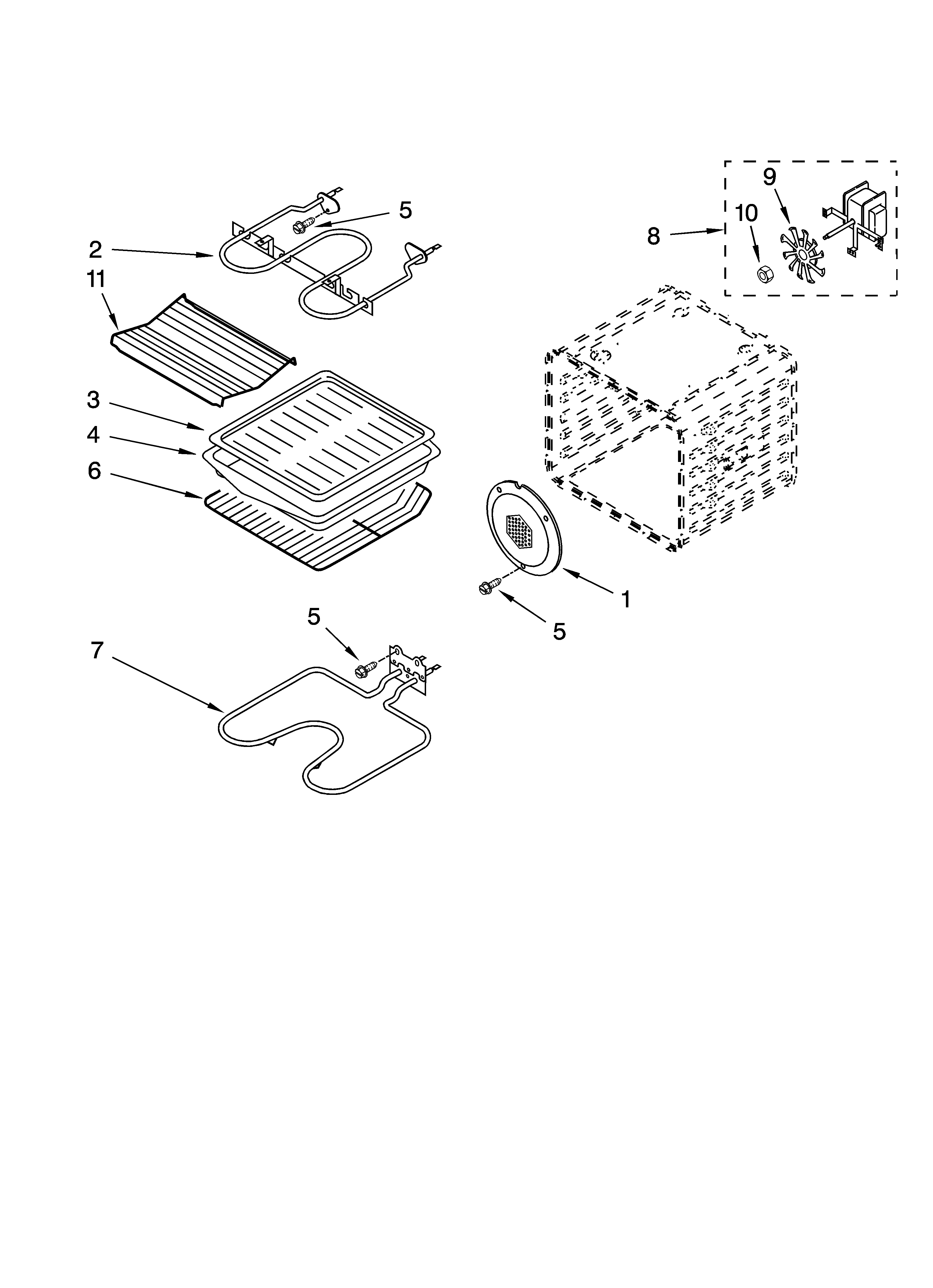 Whirlpool GY398LXPB02 internal oven parts diagram