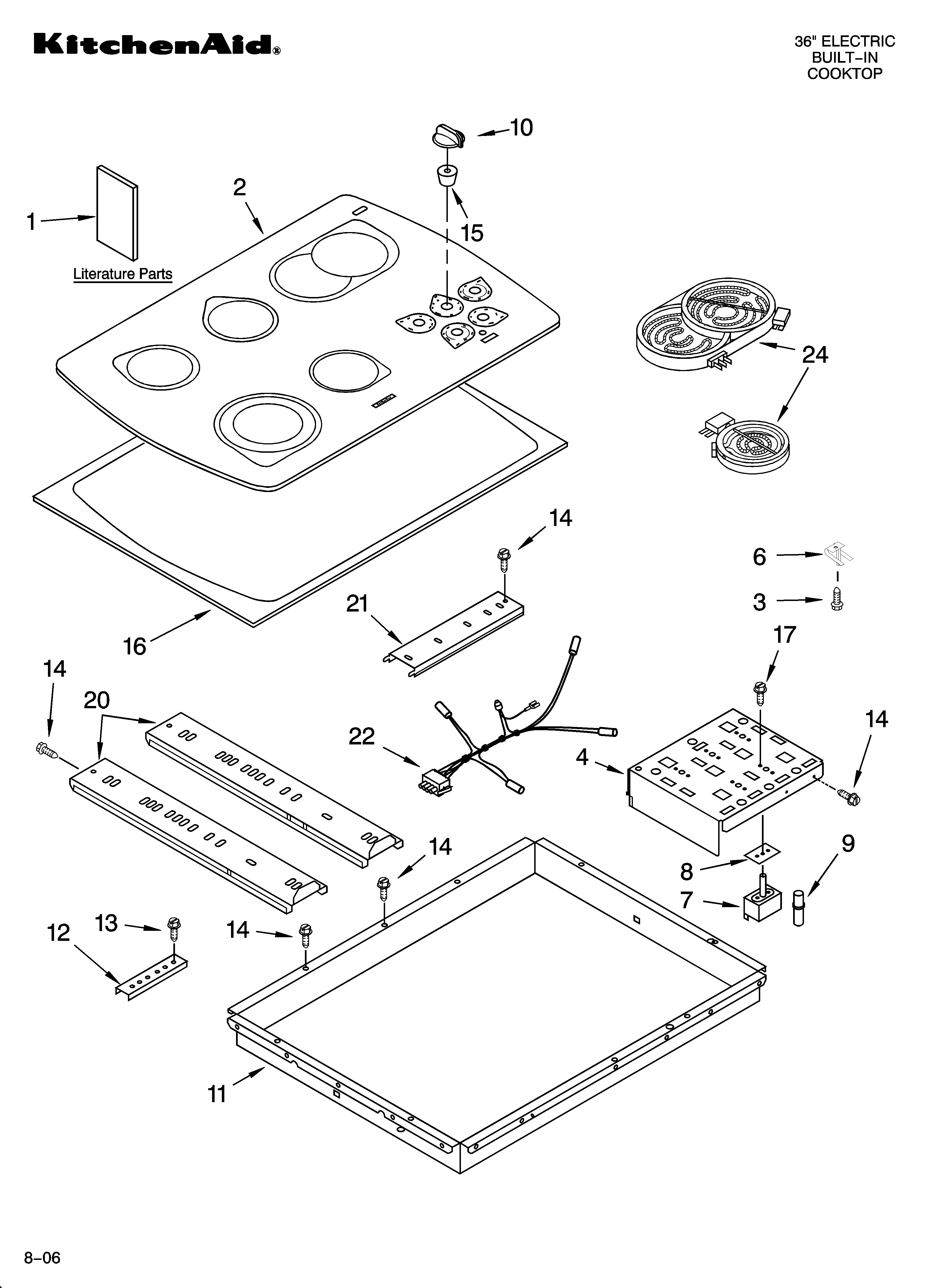 KitchenAid KECC567KSS03 cooktop parts, miscellaneous parts diagram