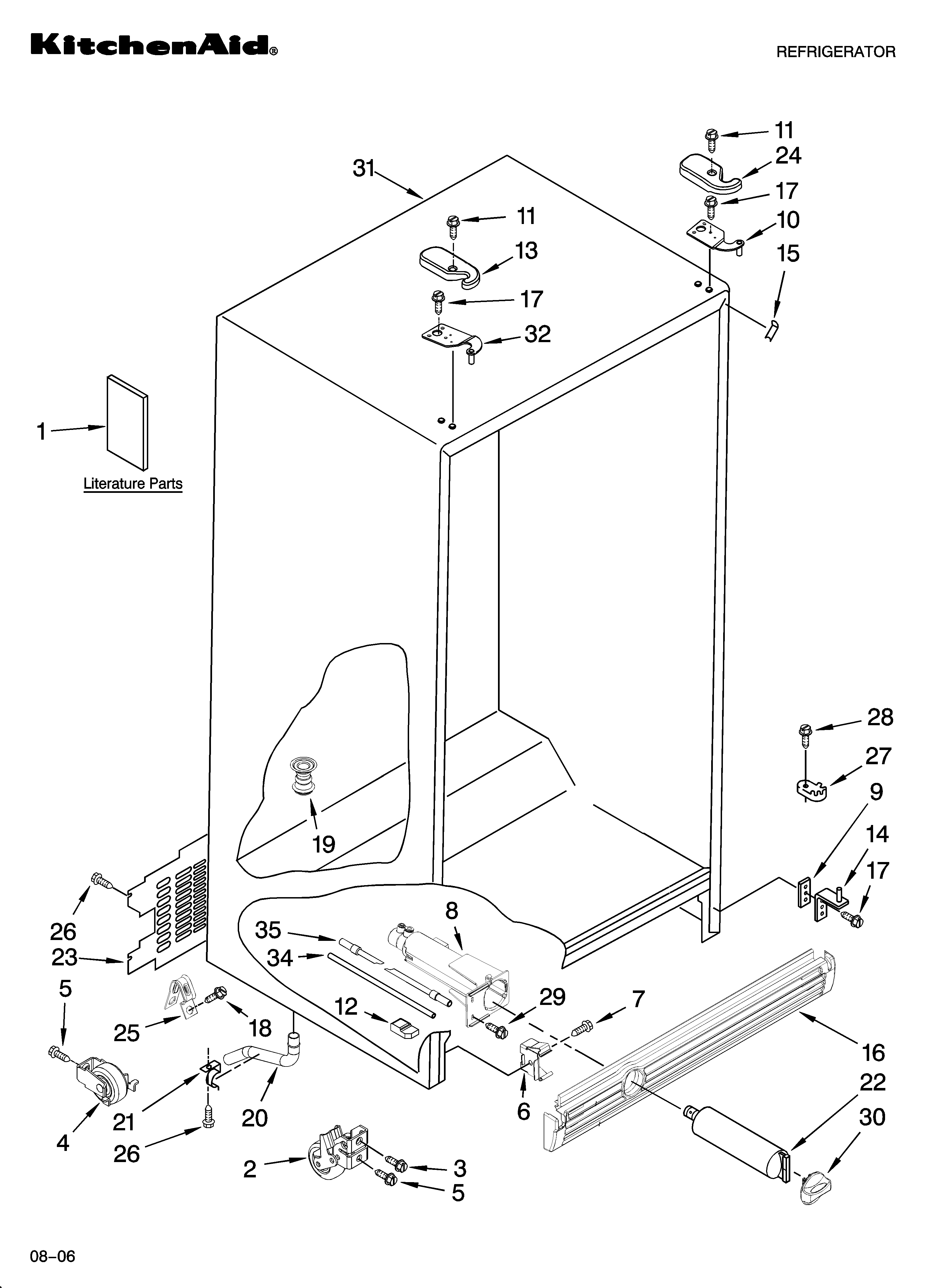 KitchenAid KSRA22CNWH02 cabinet parts diagram