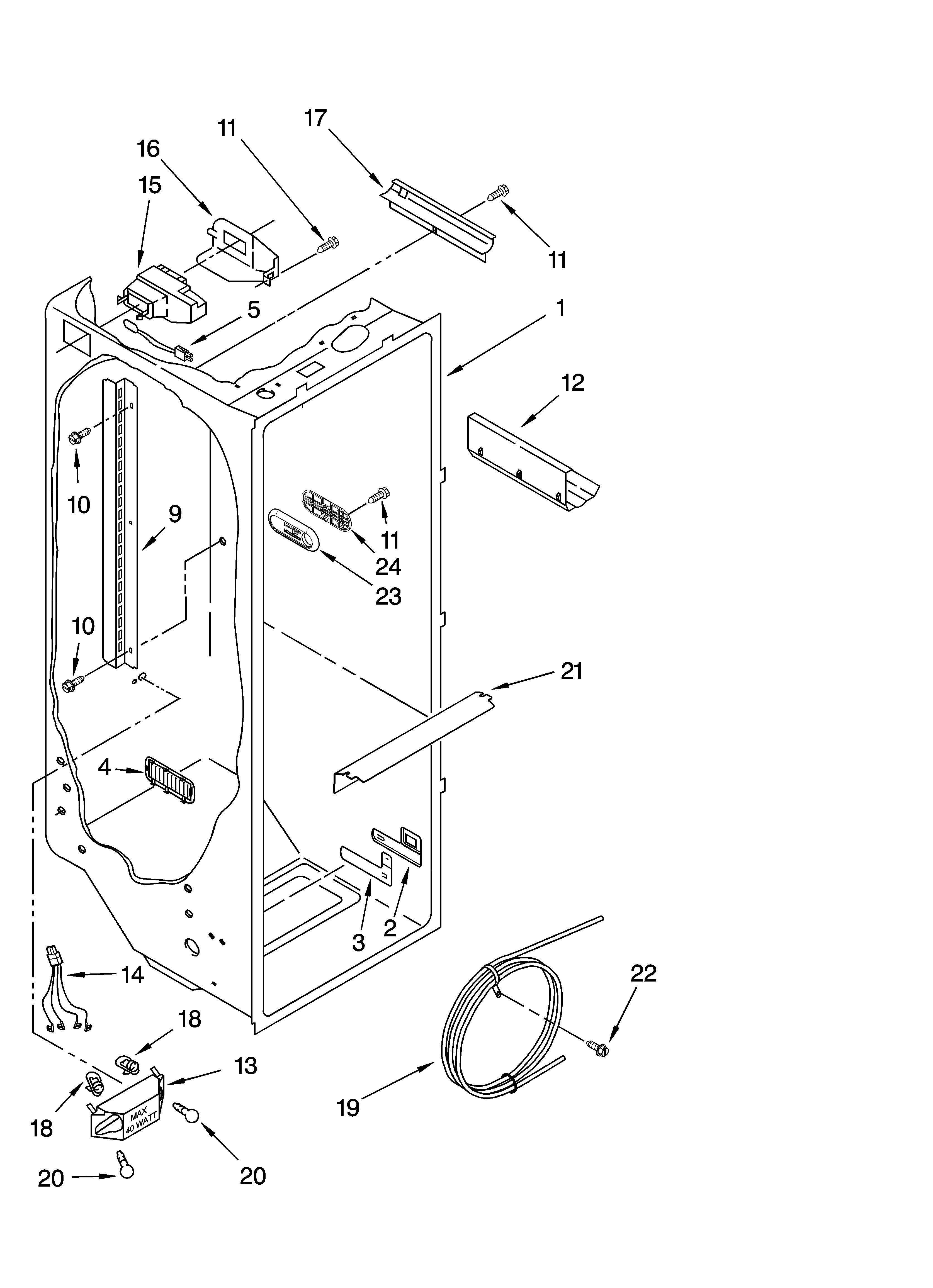 KitchenAid KSRA22CNWH02 refrigerator liner parts diagram