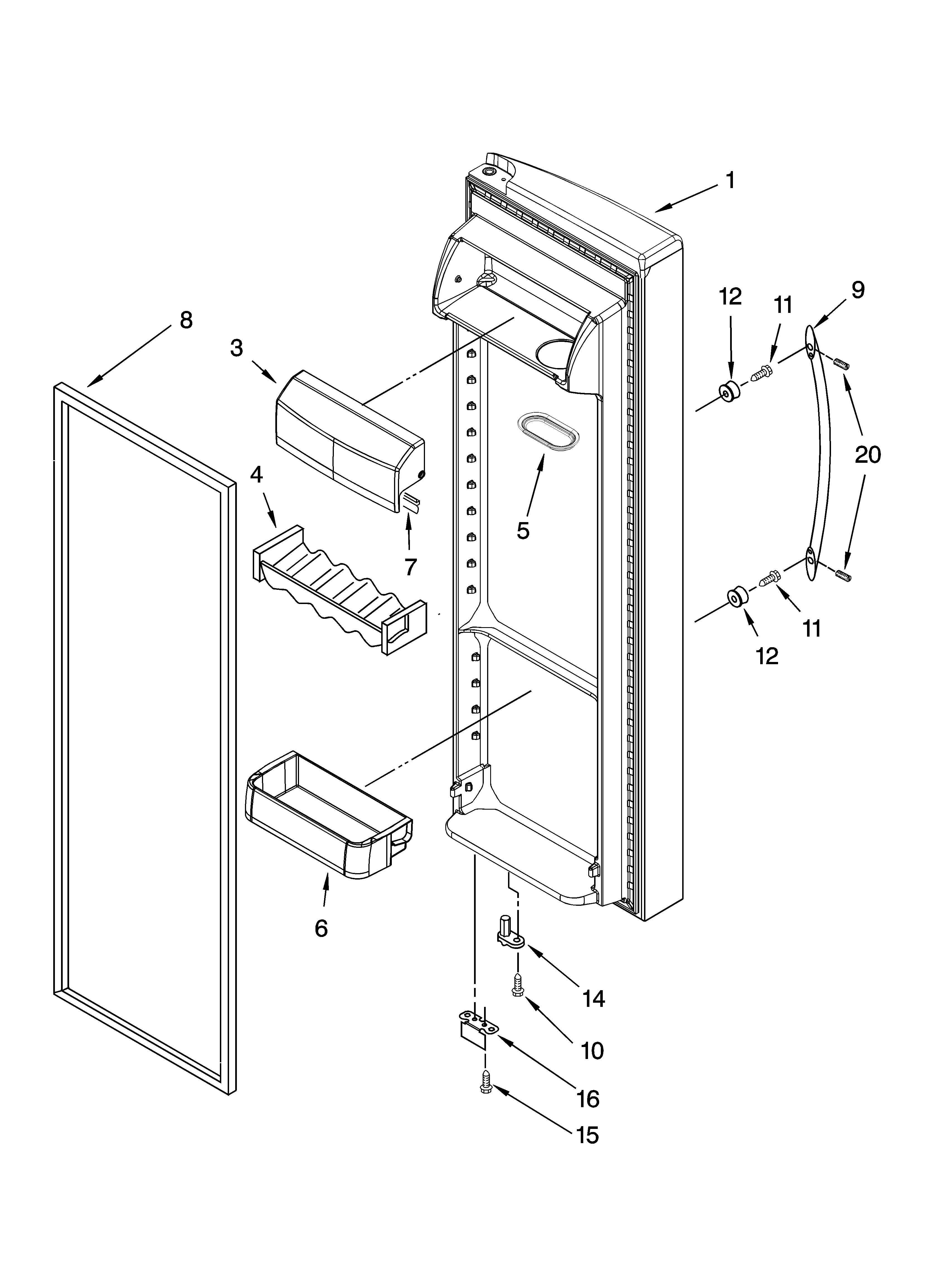 KitchenAid KSRA22CNWH02 refrigerator door parts diagram