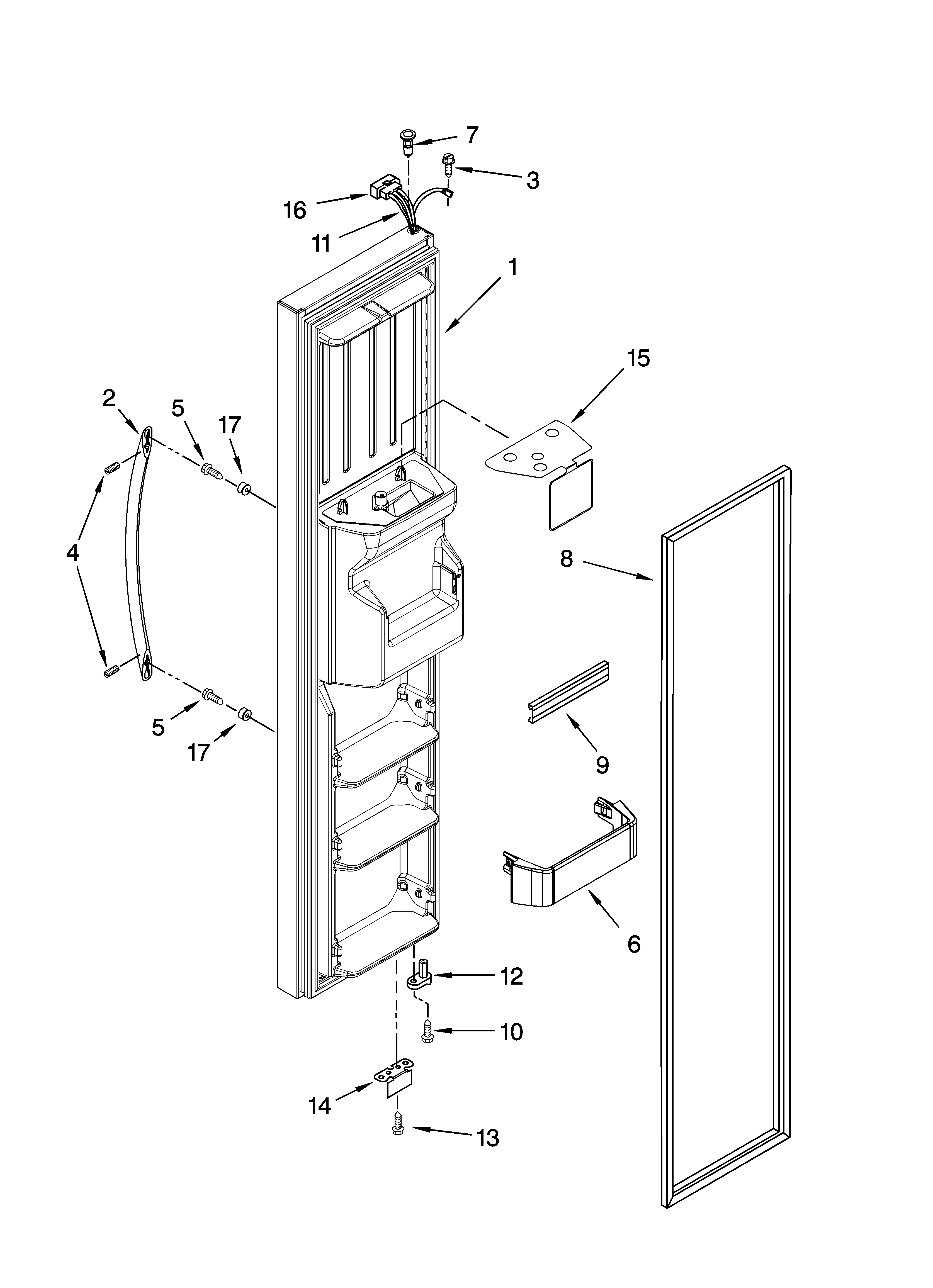 KitchenAid KSRG22FKBT18 freezer door parts diagram