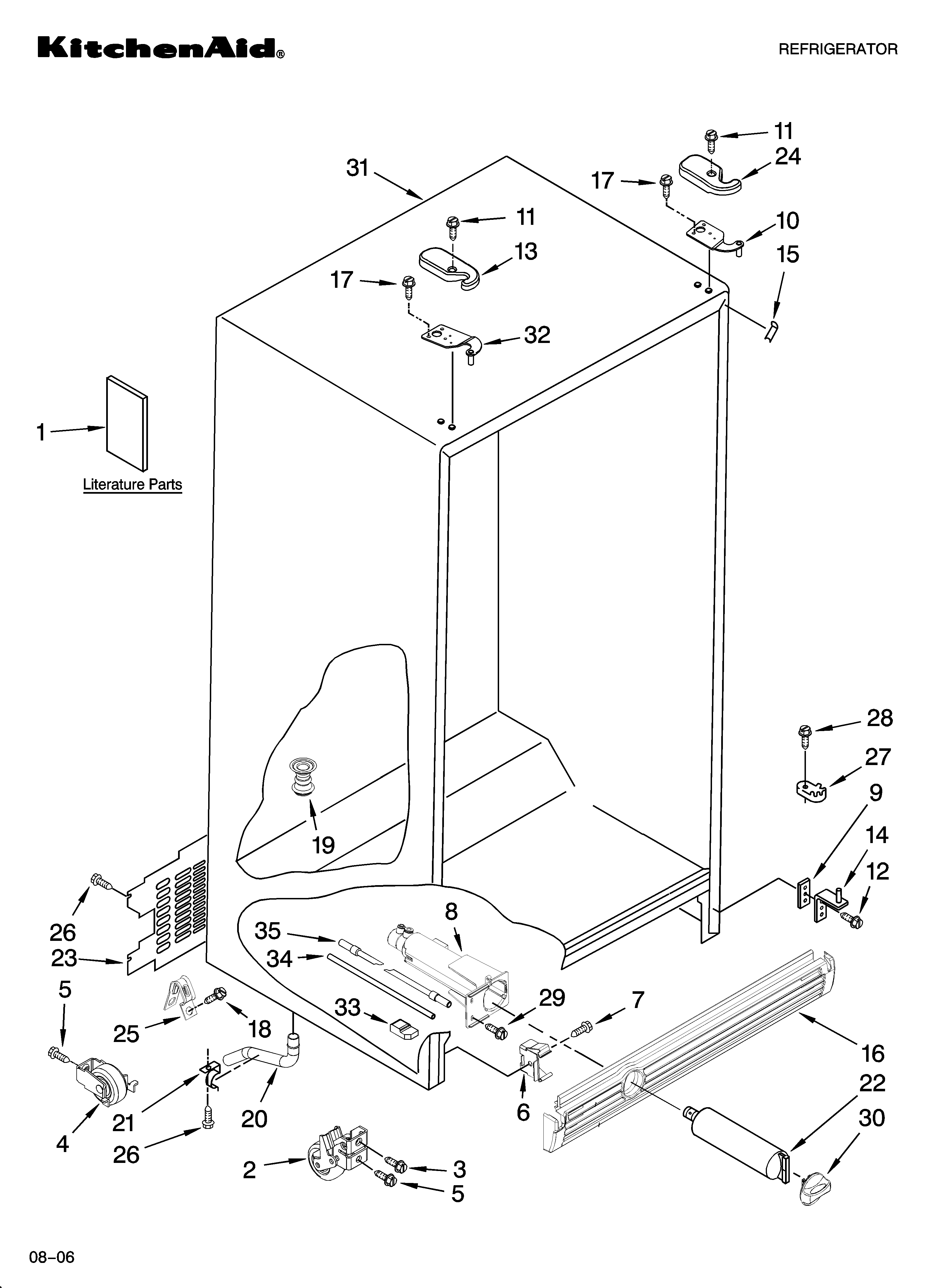KitchenAid KSRG22FKSS18 cabinet parts diagram