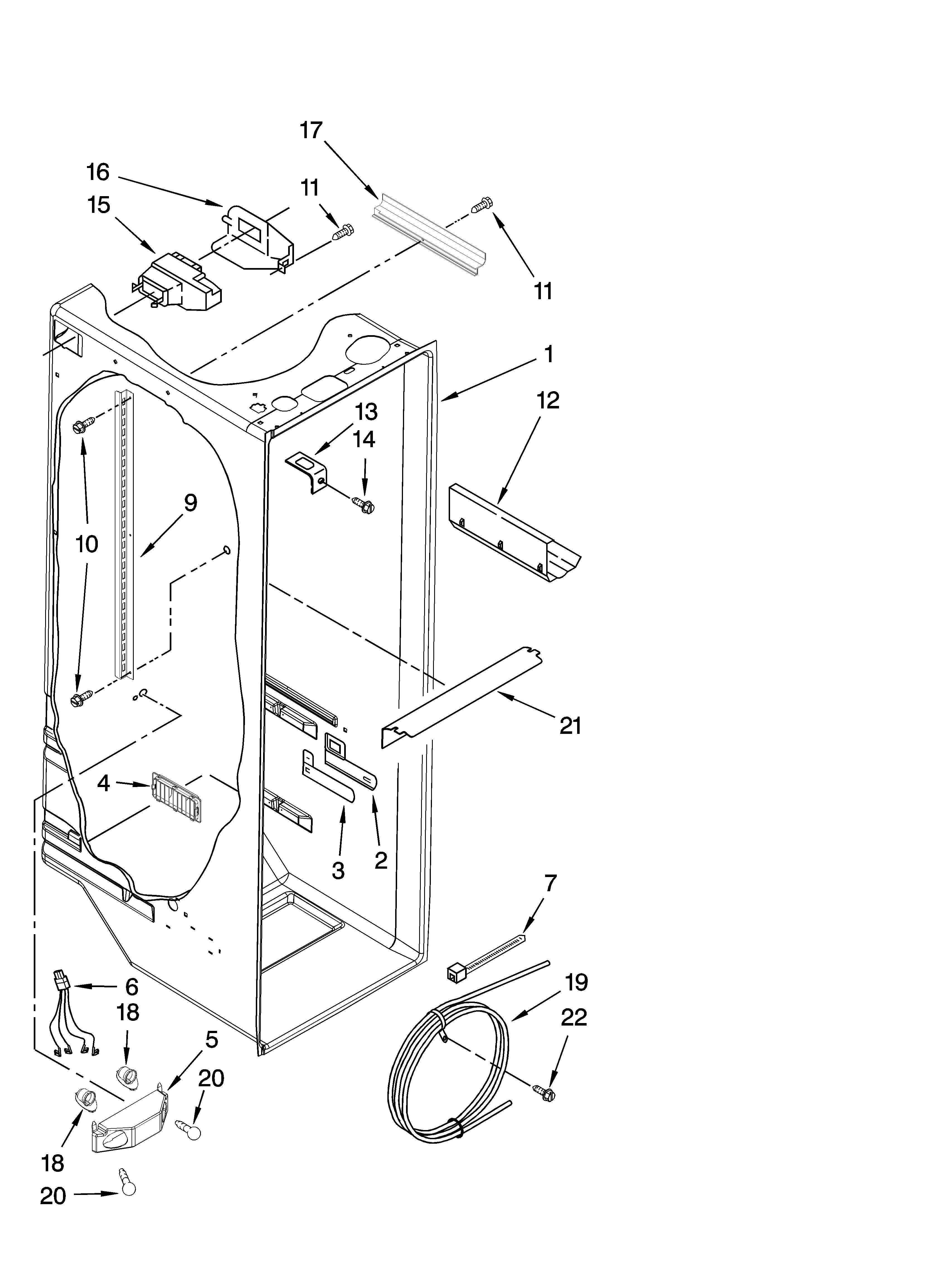 KitchenAid KSRG22FKSS18 refrigerator liner parts diagram
