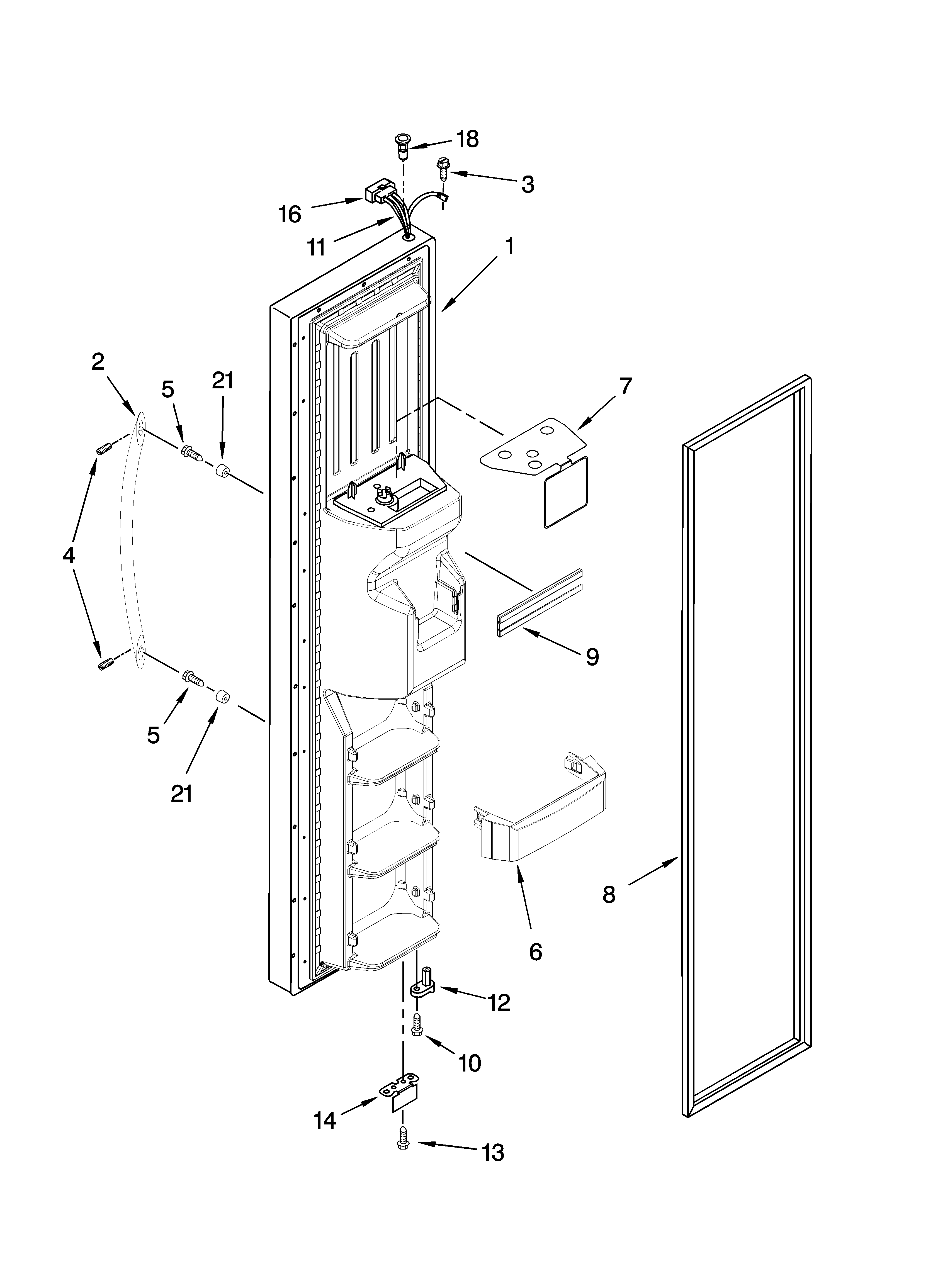 KitchenAid KSRG22FKSS18 freezer door parts diagram