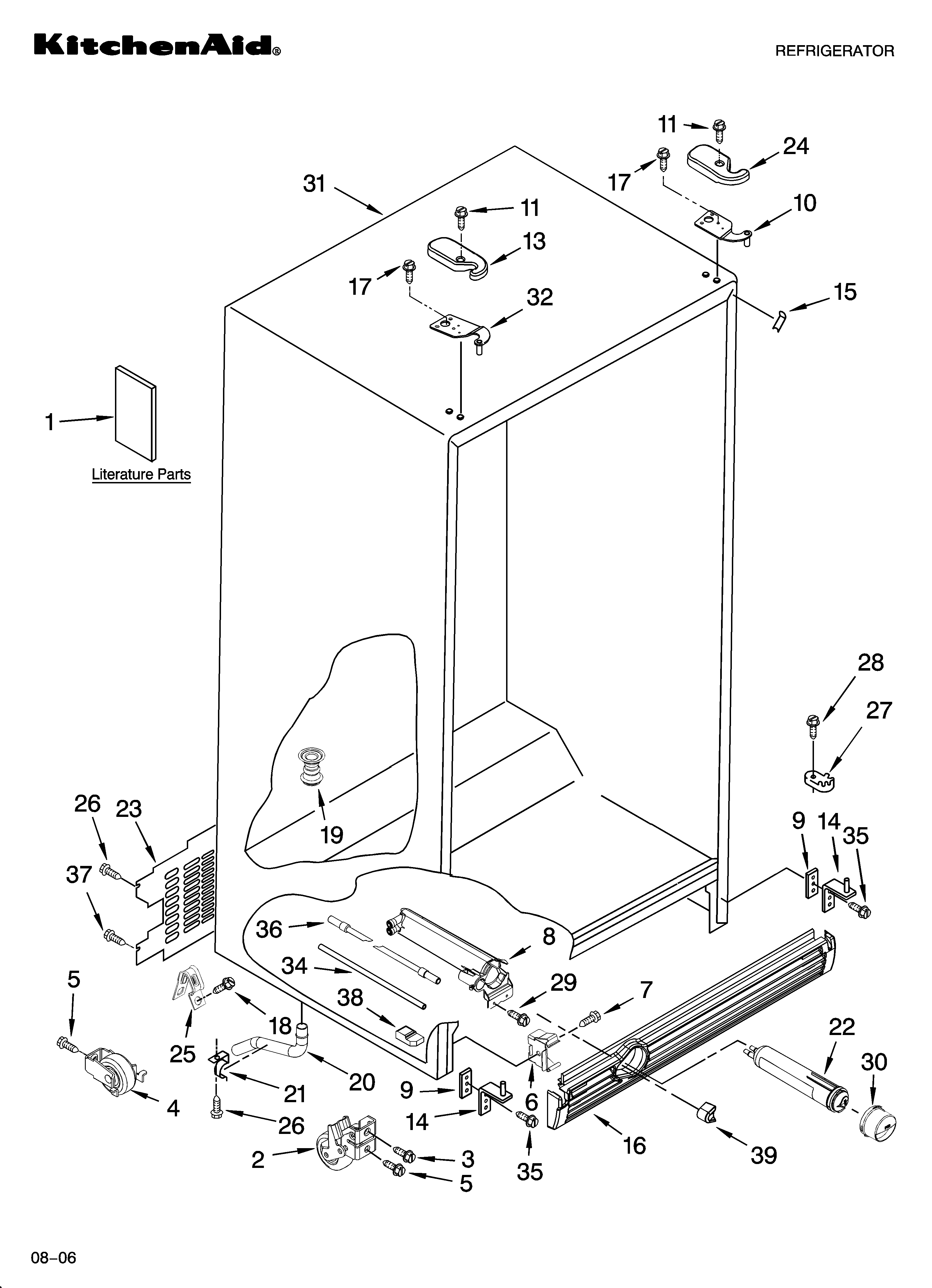KitchenAid KSRP22FSSS01 cabinet parts diagram