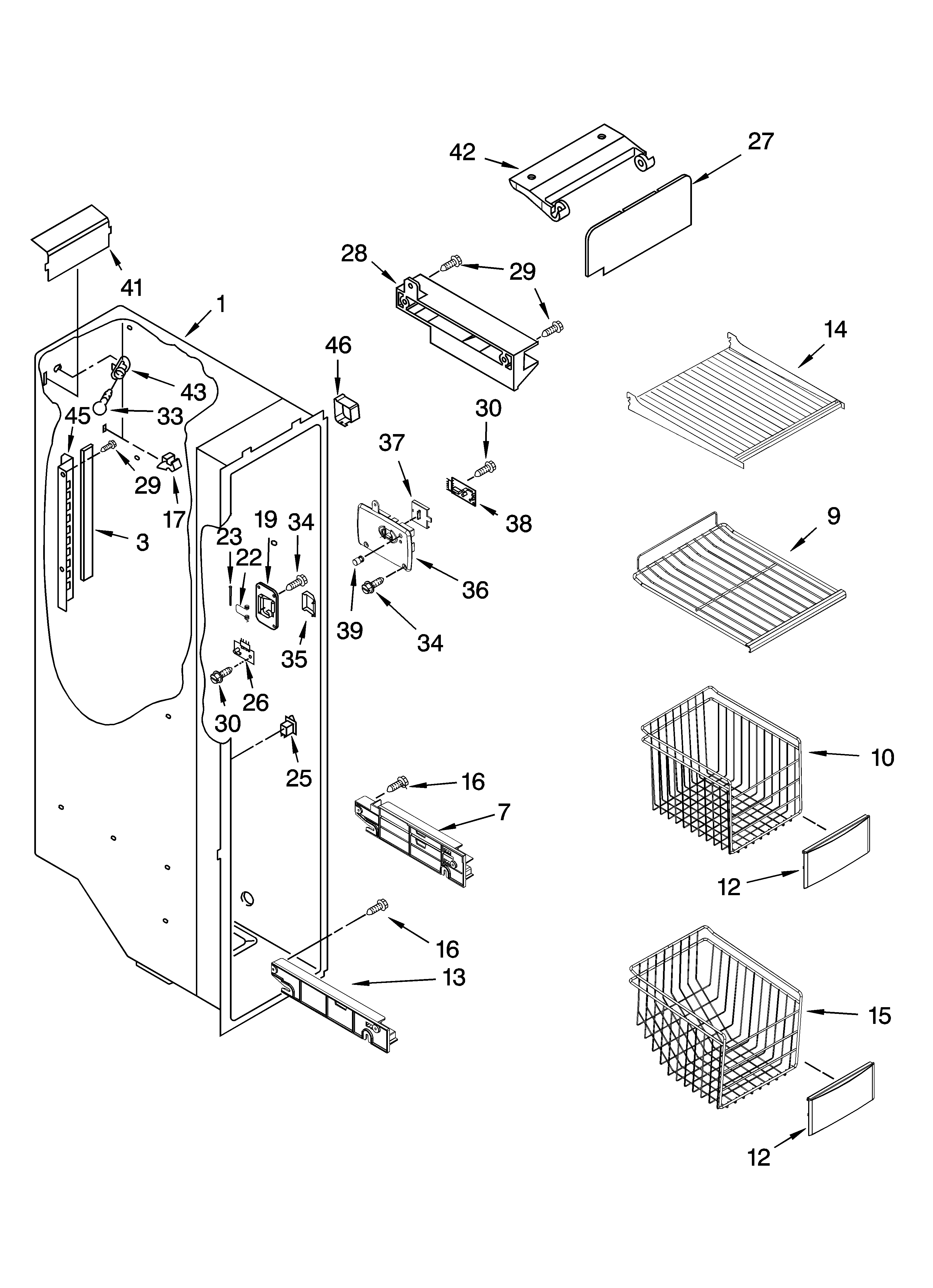 KitchenAid KSRP22FSSS01 freezer liner parts diagram