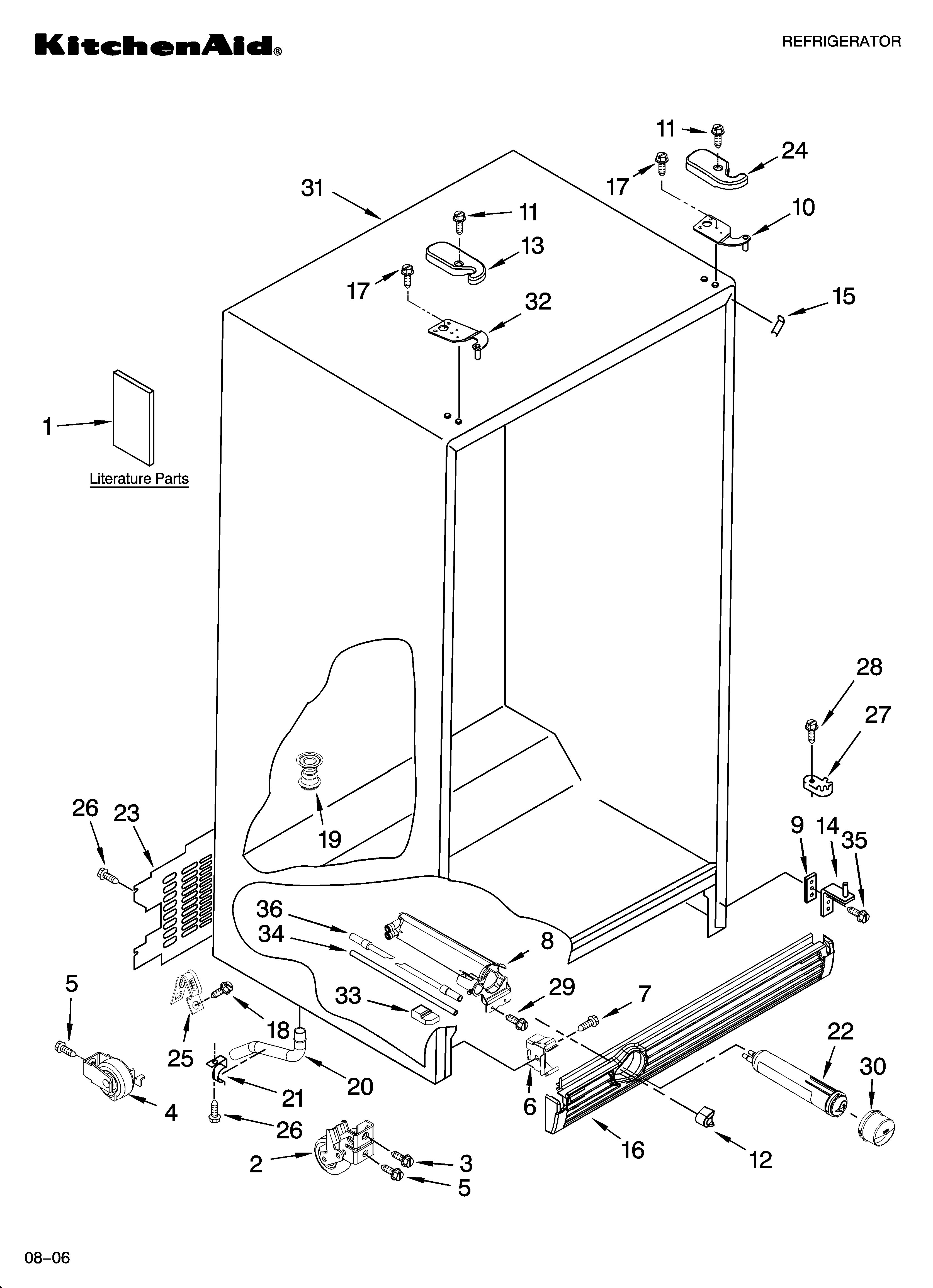KitchenAid KSRX22FSWH01 cabinet parts diagram