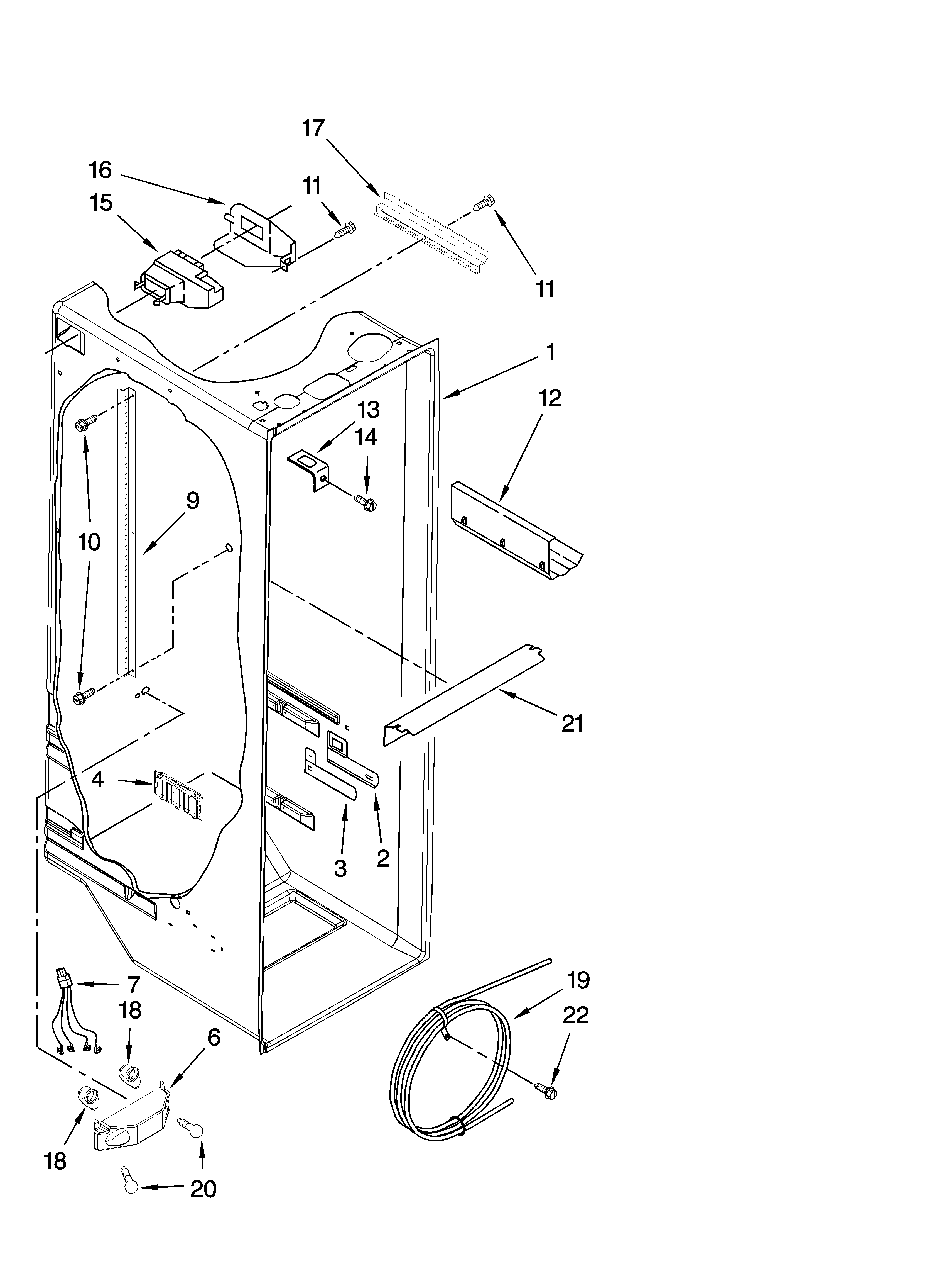 KitchenAid KSRX22FSWH03 refrigerator liner parts diagram