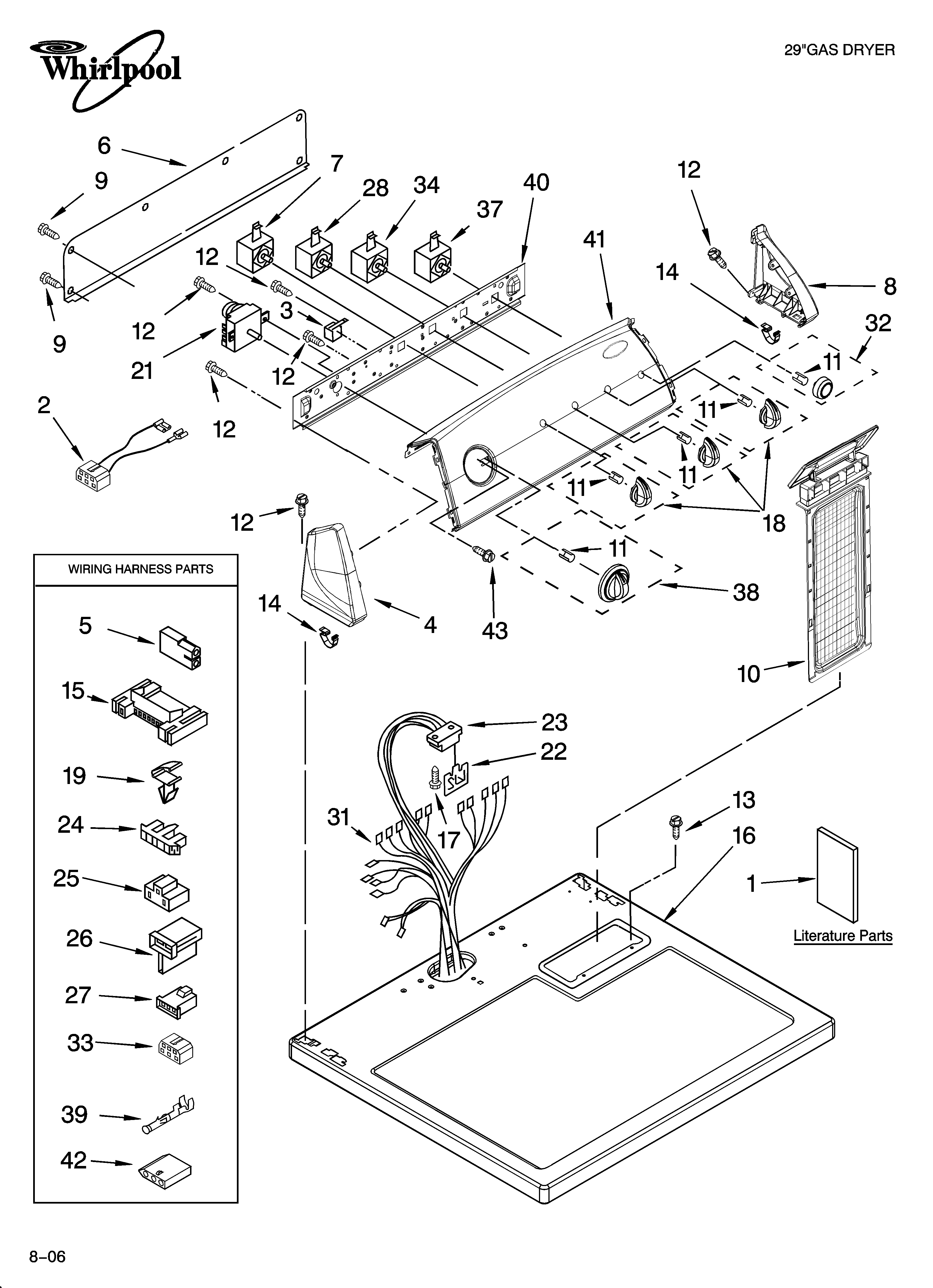 Whirlpool WGD5860SW0 top and console parts diagram