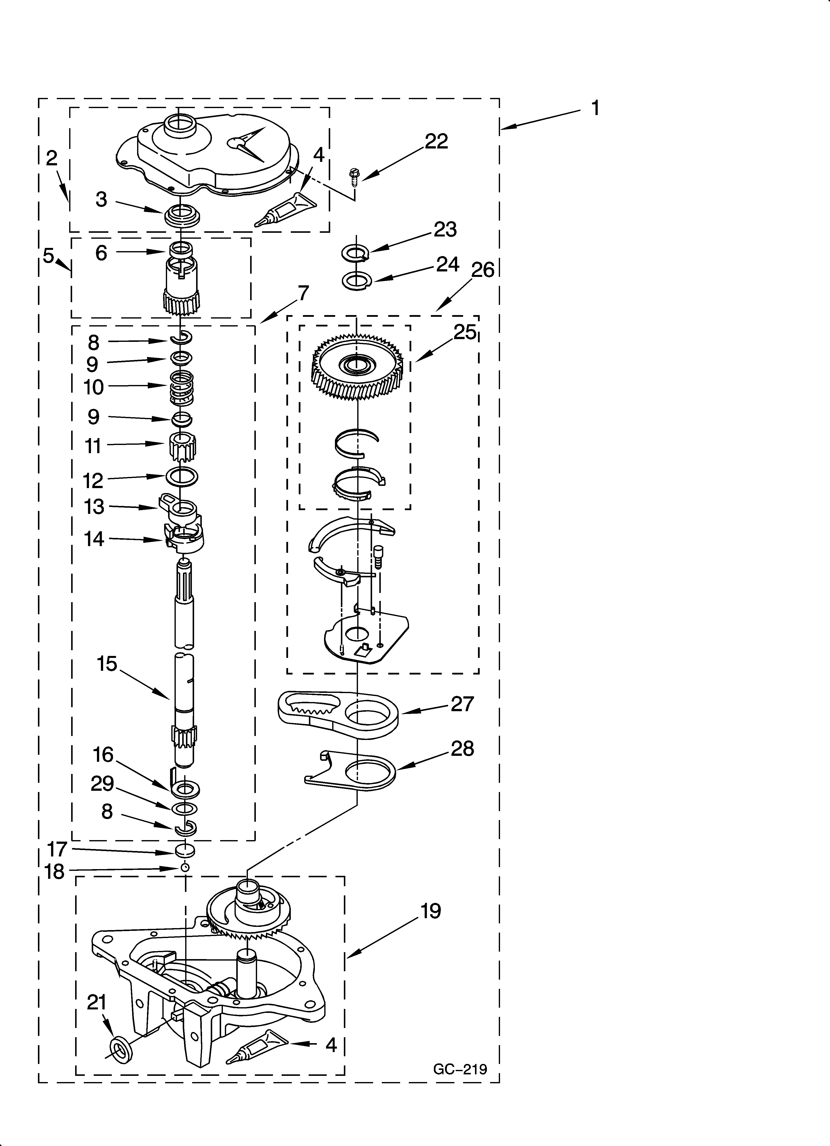 Whirlpool 3XLBR5432JQ3 gearcase parts diagram