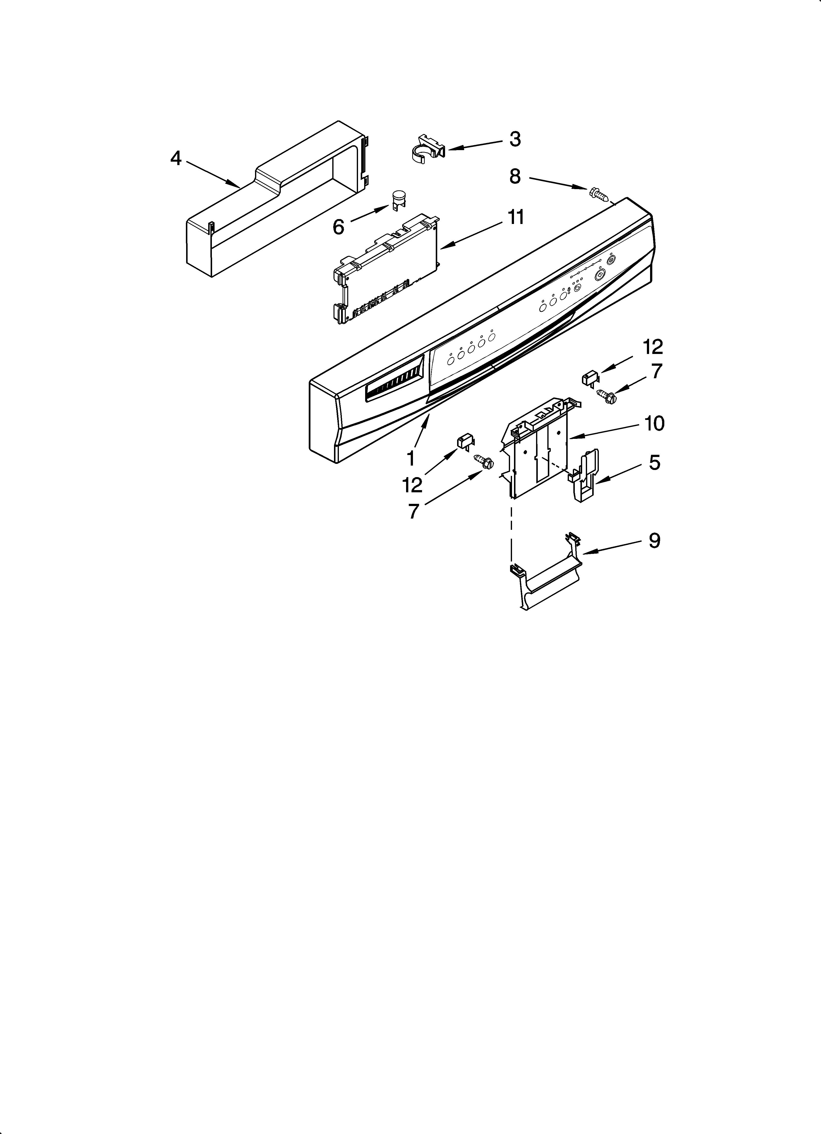 Whirlpool DU1100XTPQ8 control panel parts diagram