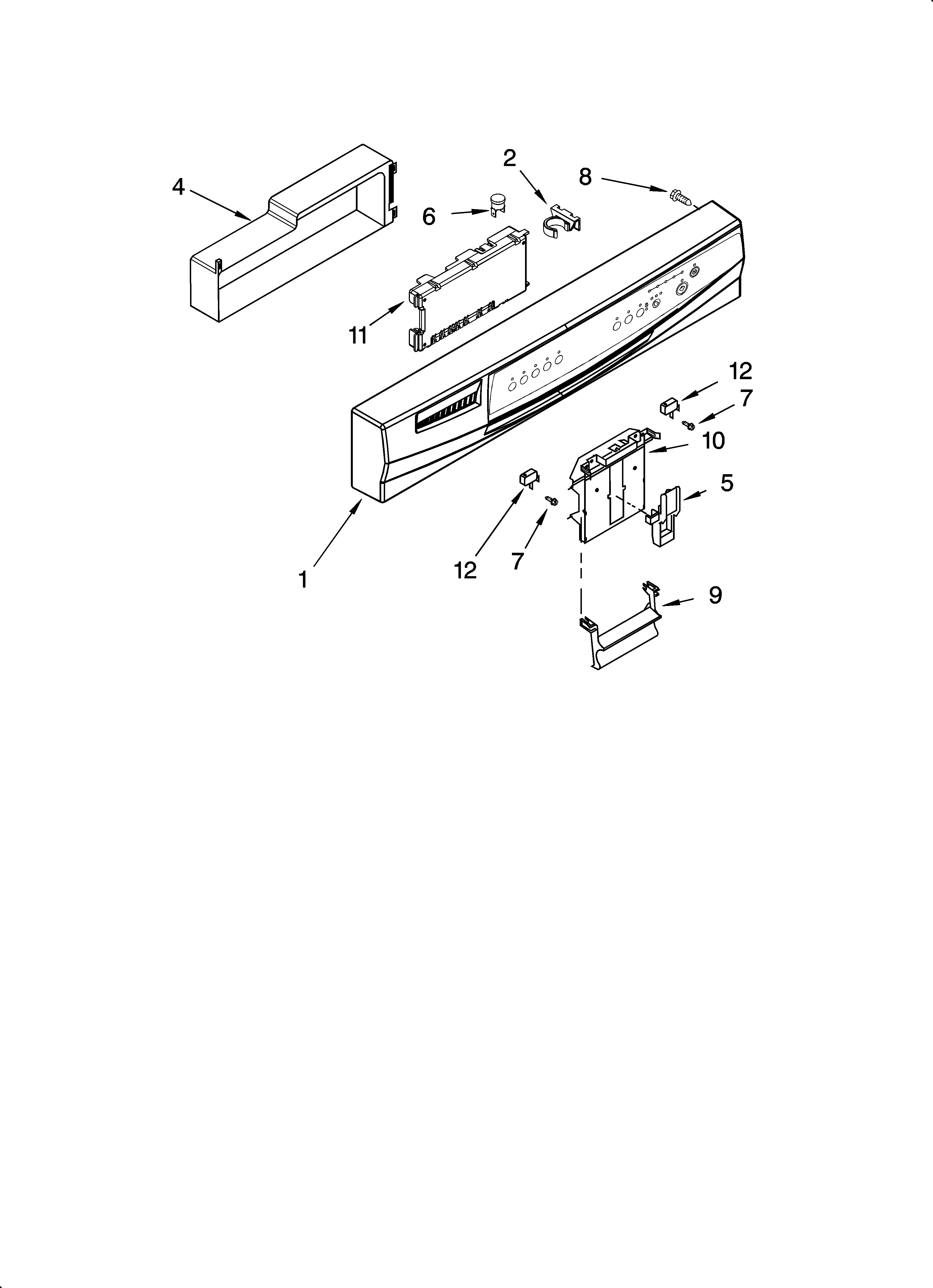 Whirlpool DU1148XTPB8 control panel parts diagram