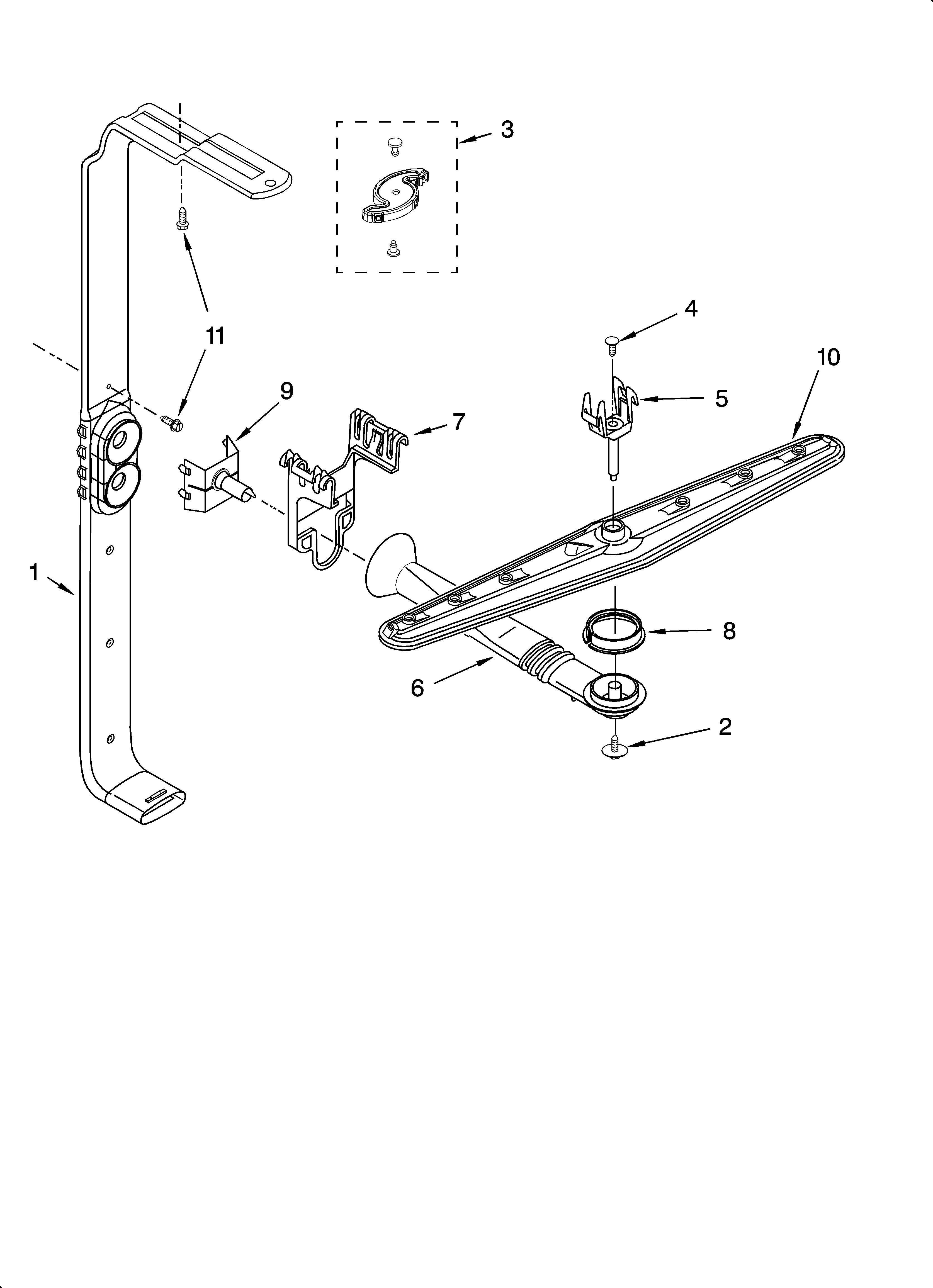 Whirlpool DU1148XTPB8 upper wash and rinse parts diagram