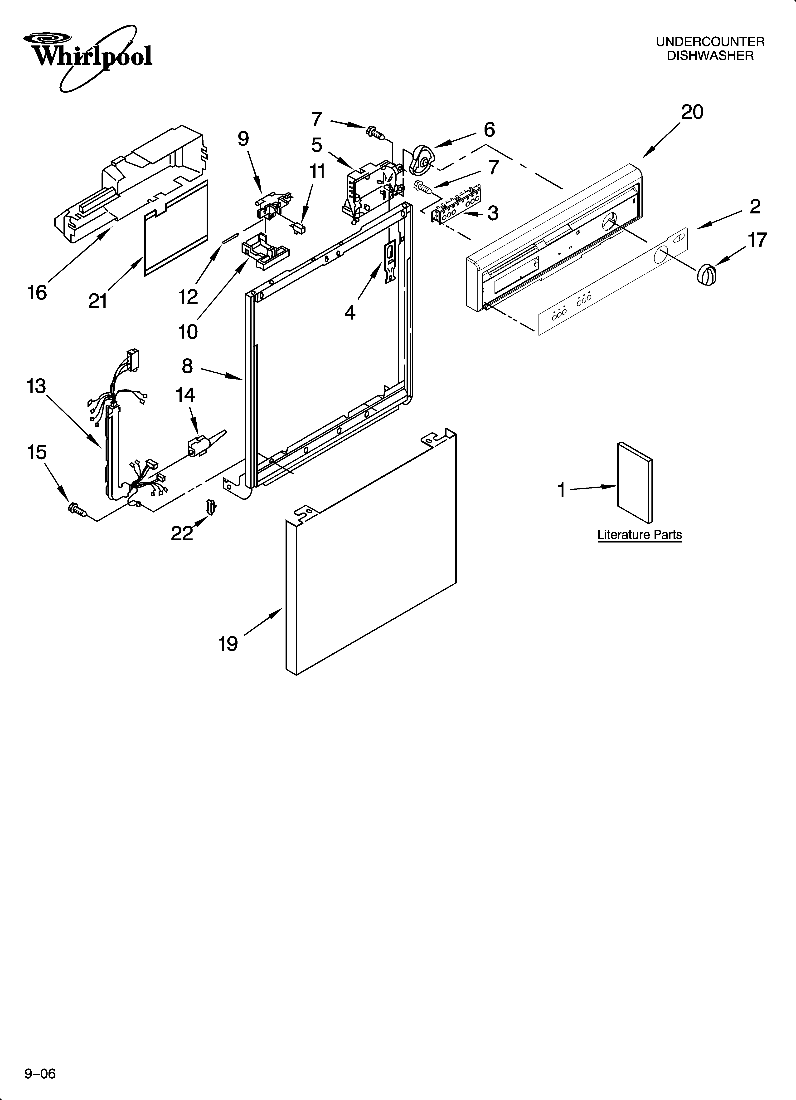 Whirlpool DU860SWSS0 frame and console parts diagram