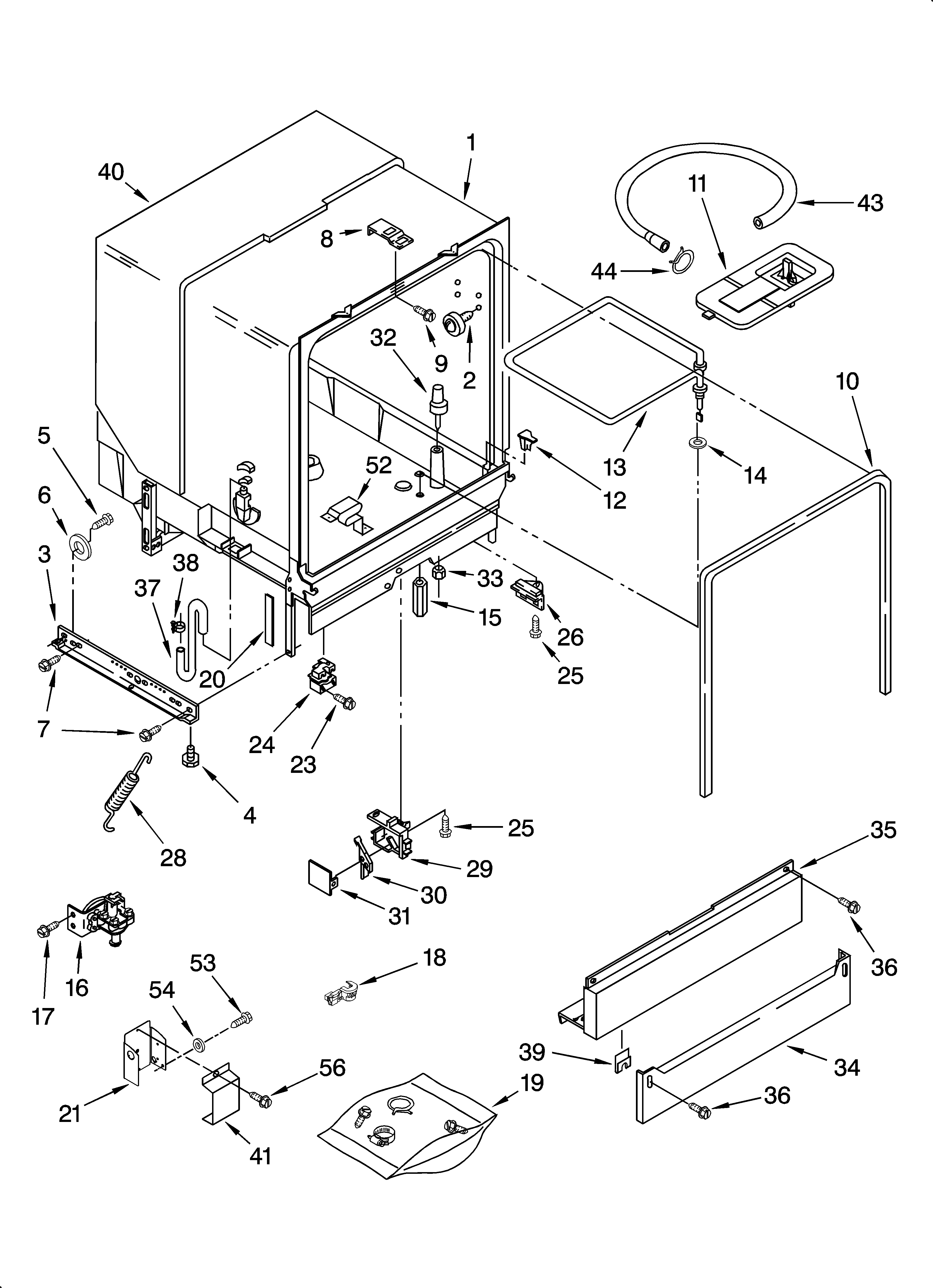 Whirlpool DU860SWSS0 tub assembly parts diagram