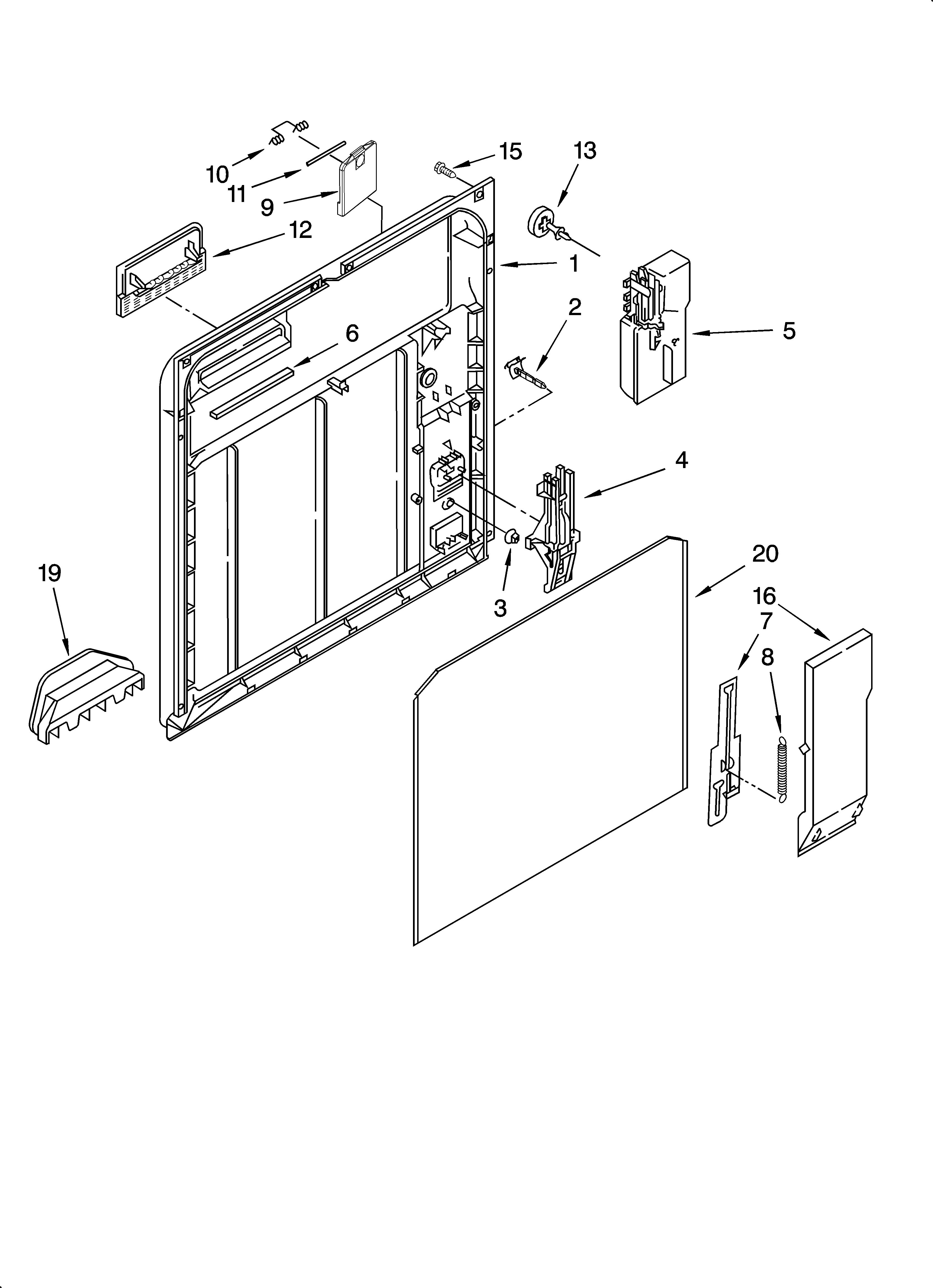 Whirlpool DU915PWSQ0 inner door parts diagram