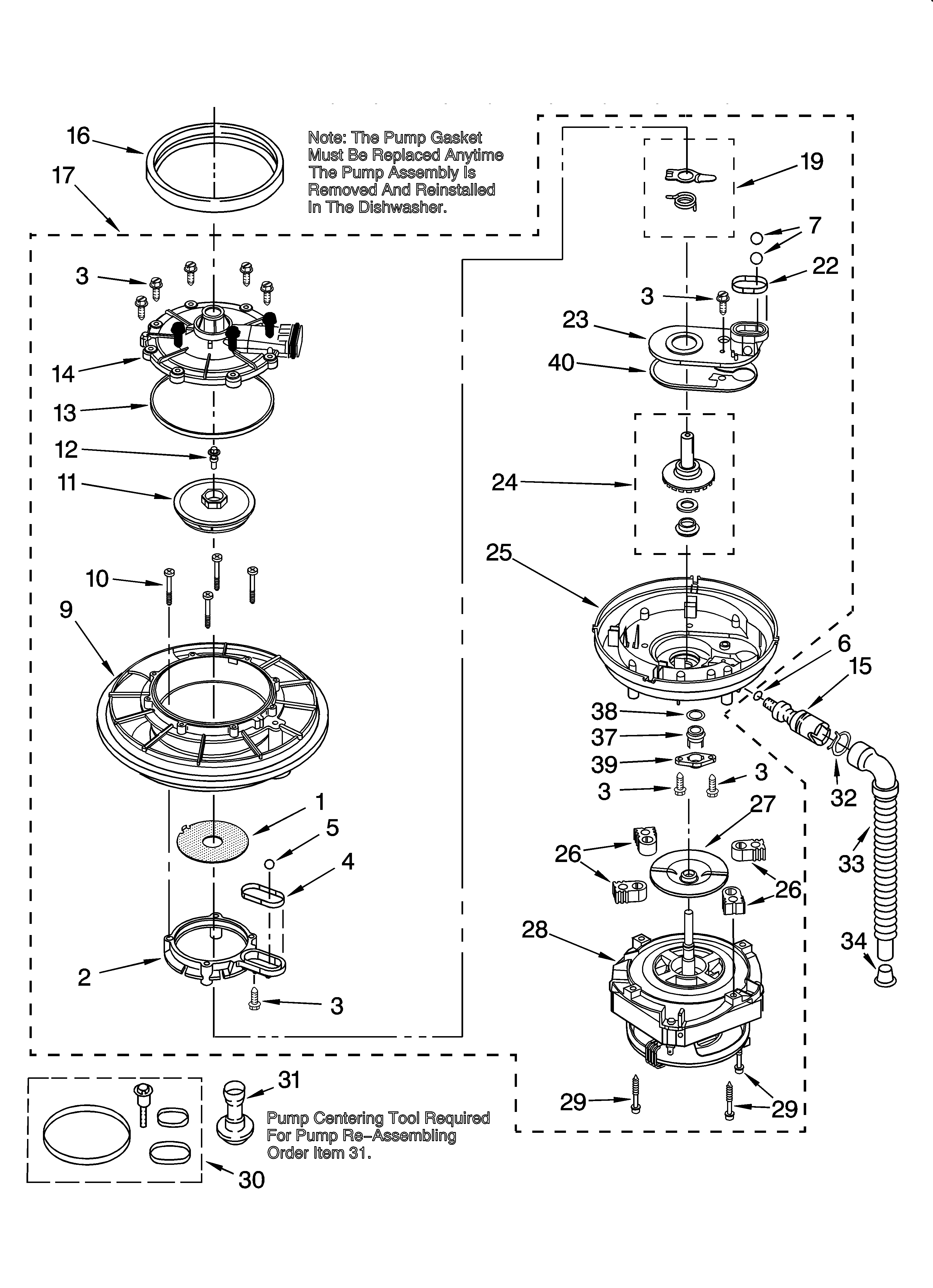 Whirlpool DU915PWSQ0 pump and motor parts diagram