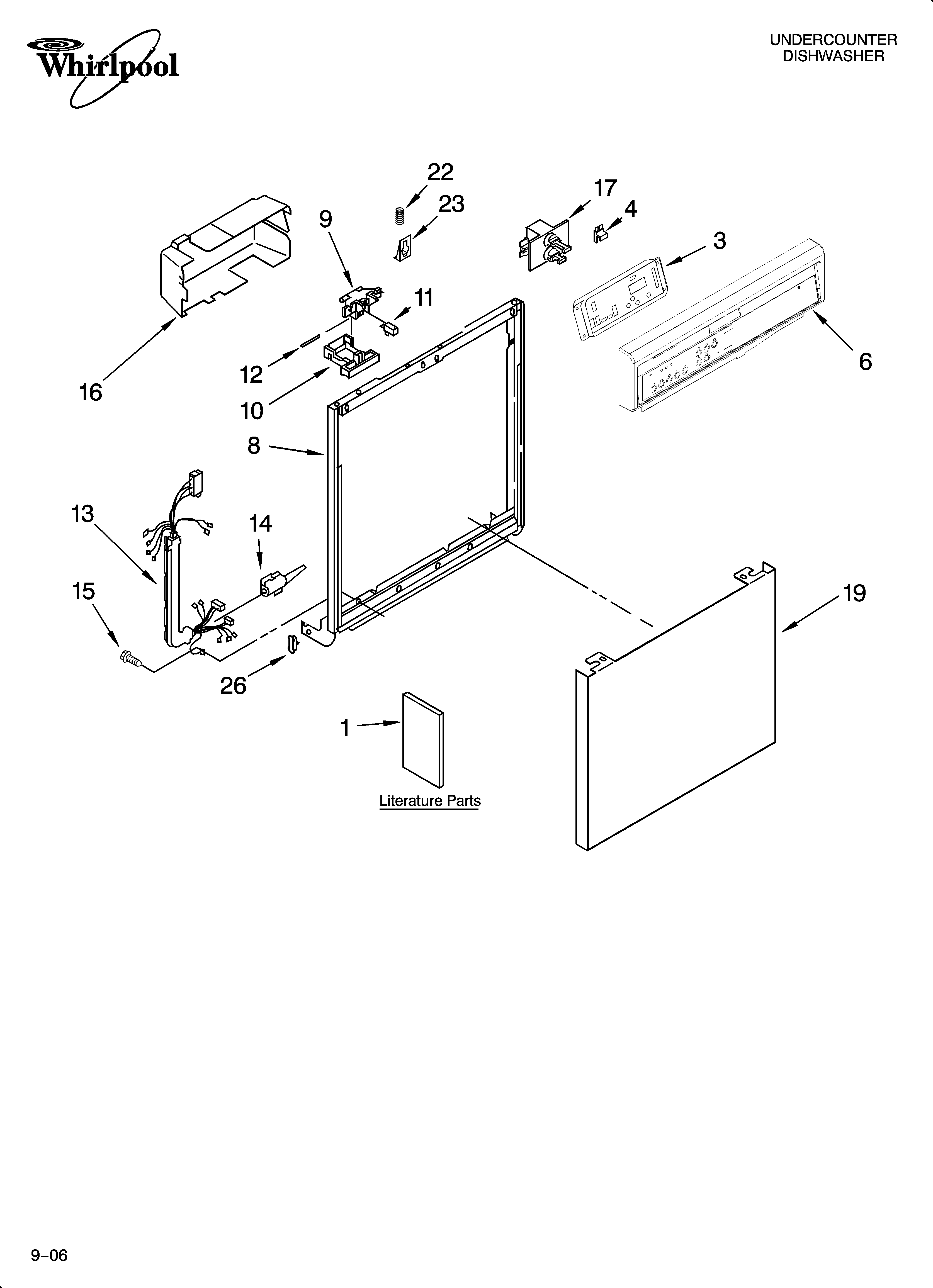Whirlpool DU945PWSB0 frame and console parts diagram