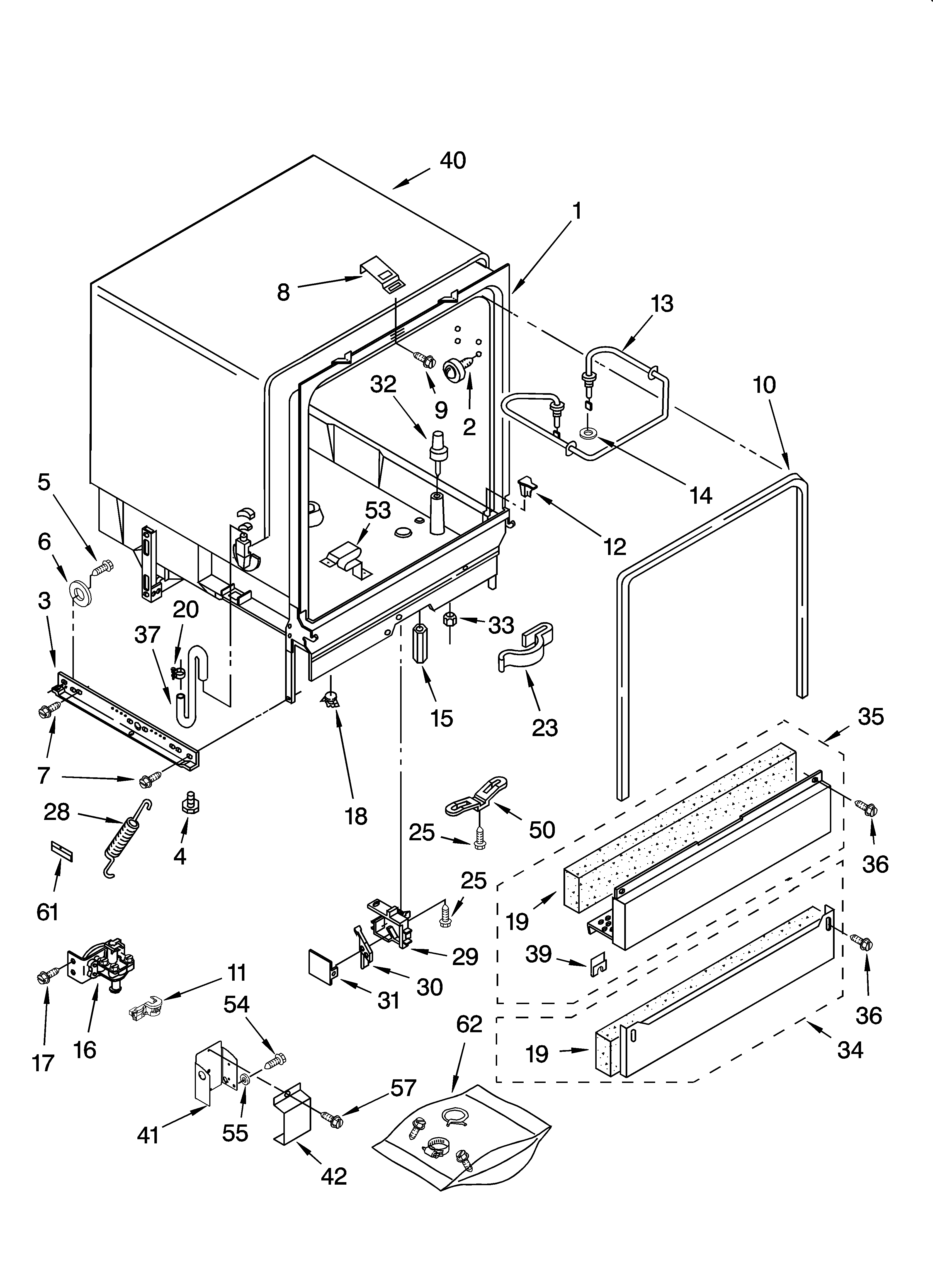 Whirlpool DU945PWSB0 tub assembly parts diagram