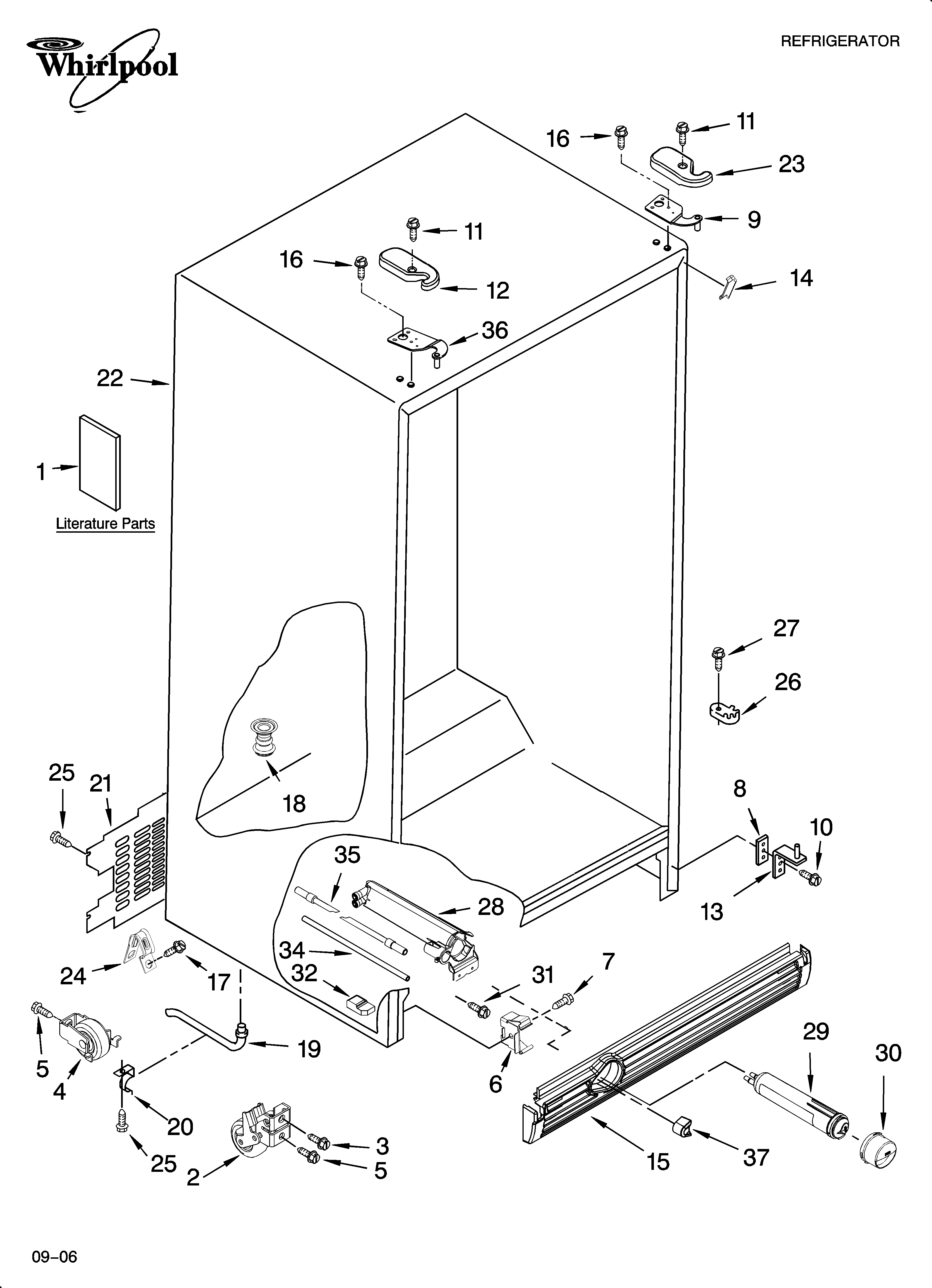 Whirlpool ES5PHAXSL01 cabinet parts diagram