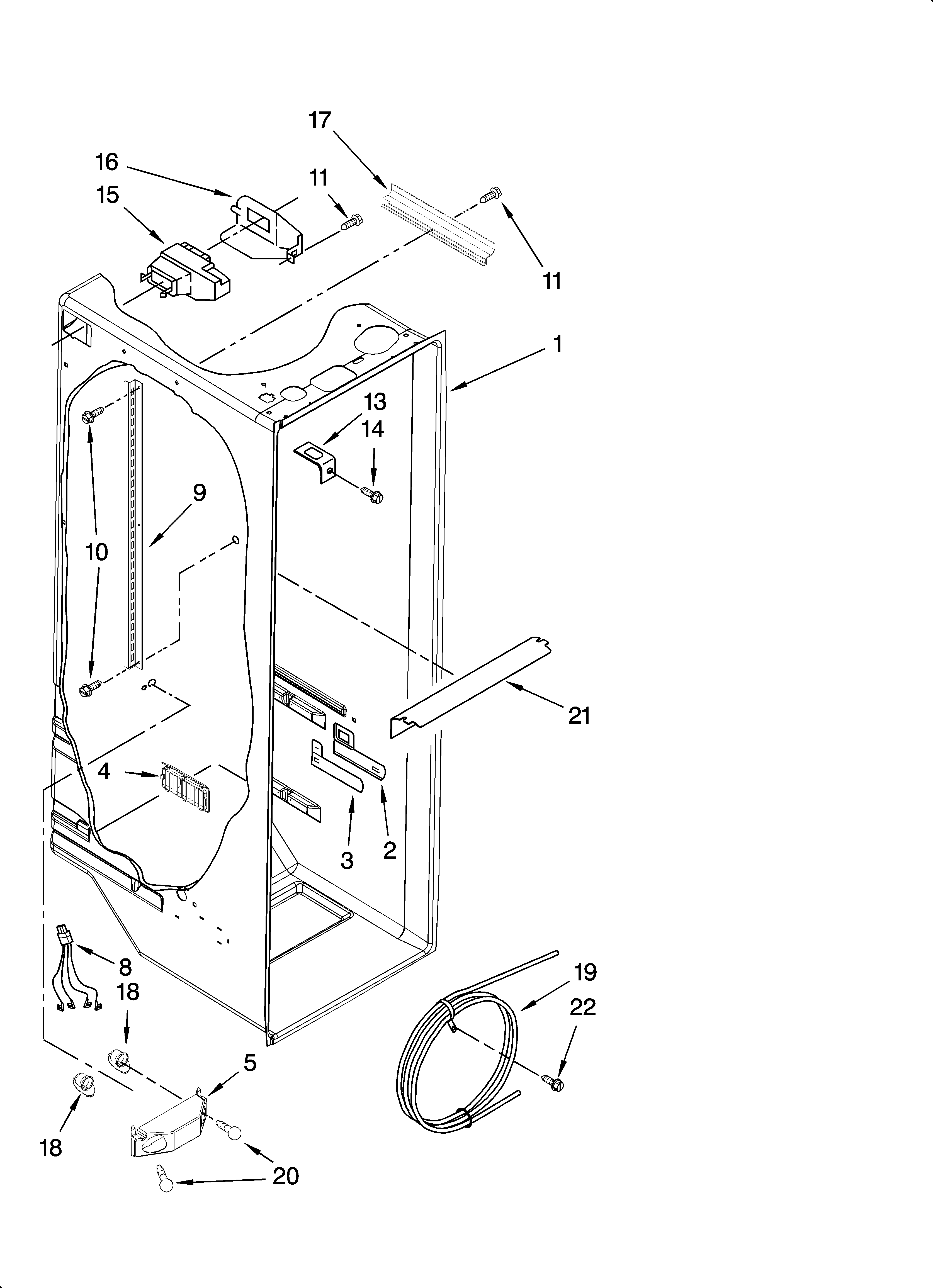 Whirlpool ES5PHAXSL01 refrigerator liner parts diagram
