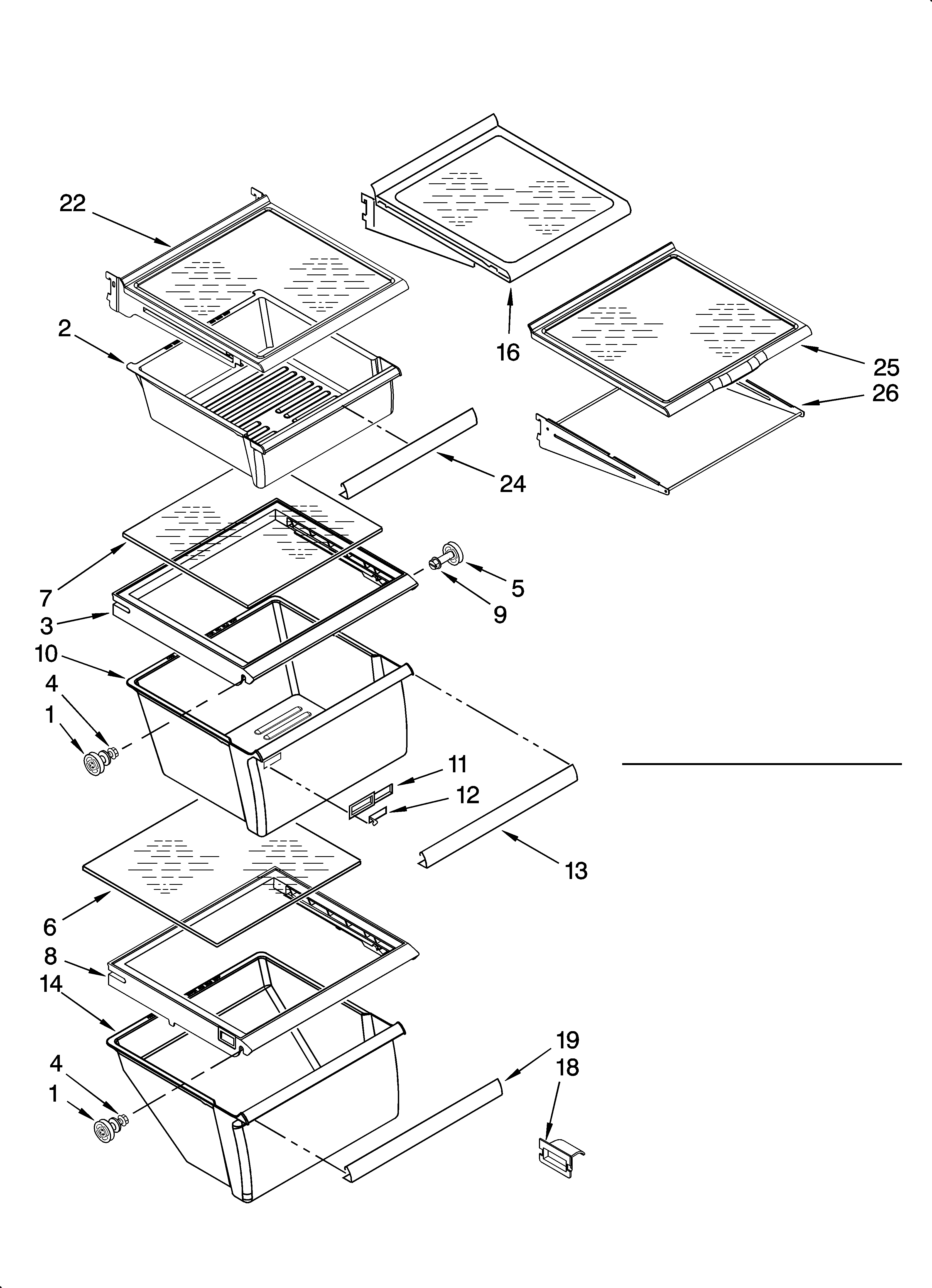 Whirlpool ES5PHAXSL01 refrigerator shelf parts diagram
