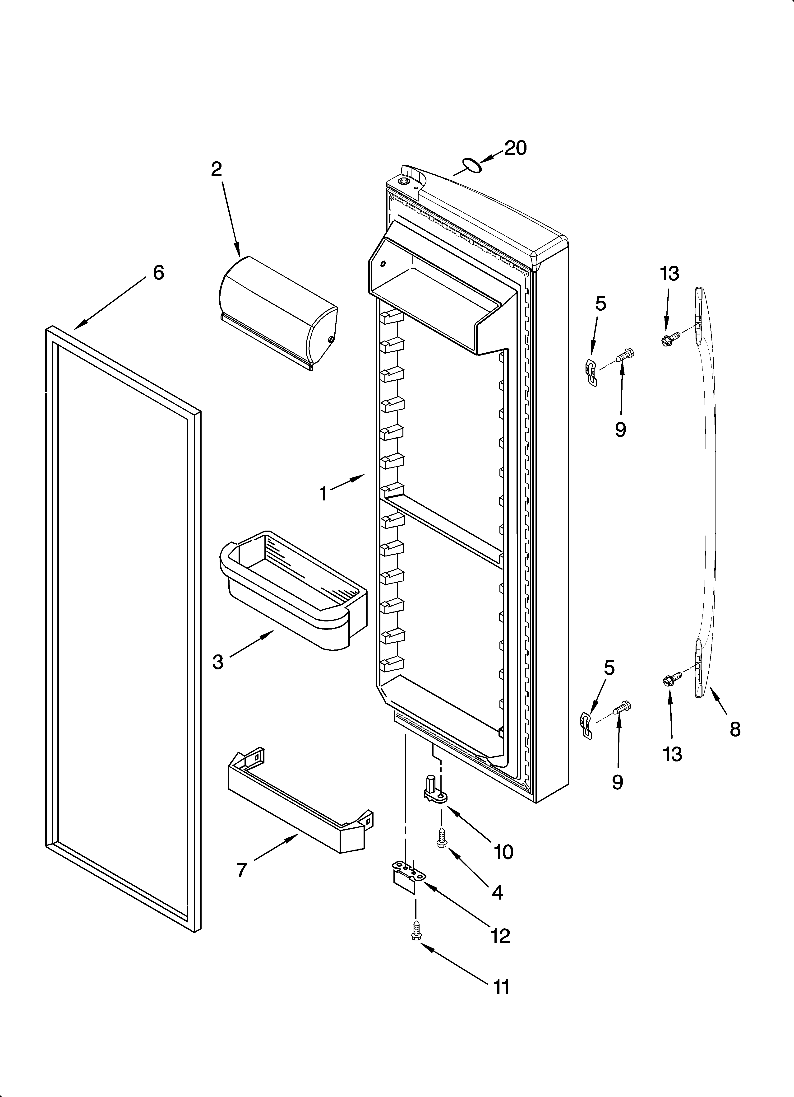 Whirlpool ES5PHAXSL01 refrigerator door parts diagram