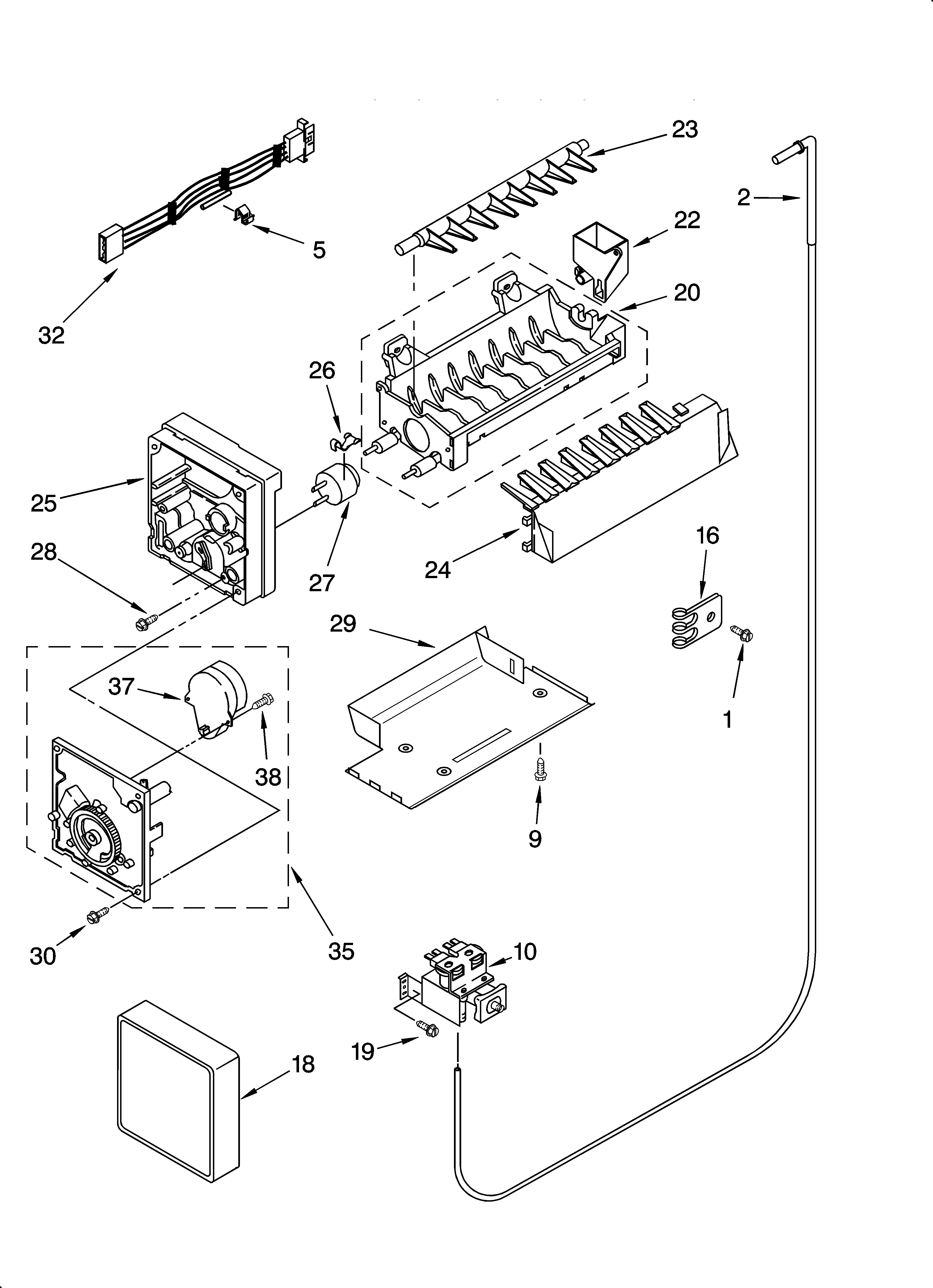 Whirlpool ES5PHAXSL01 icemaker parts, optional parts (not included) diagram
