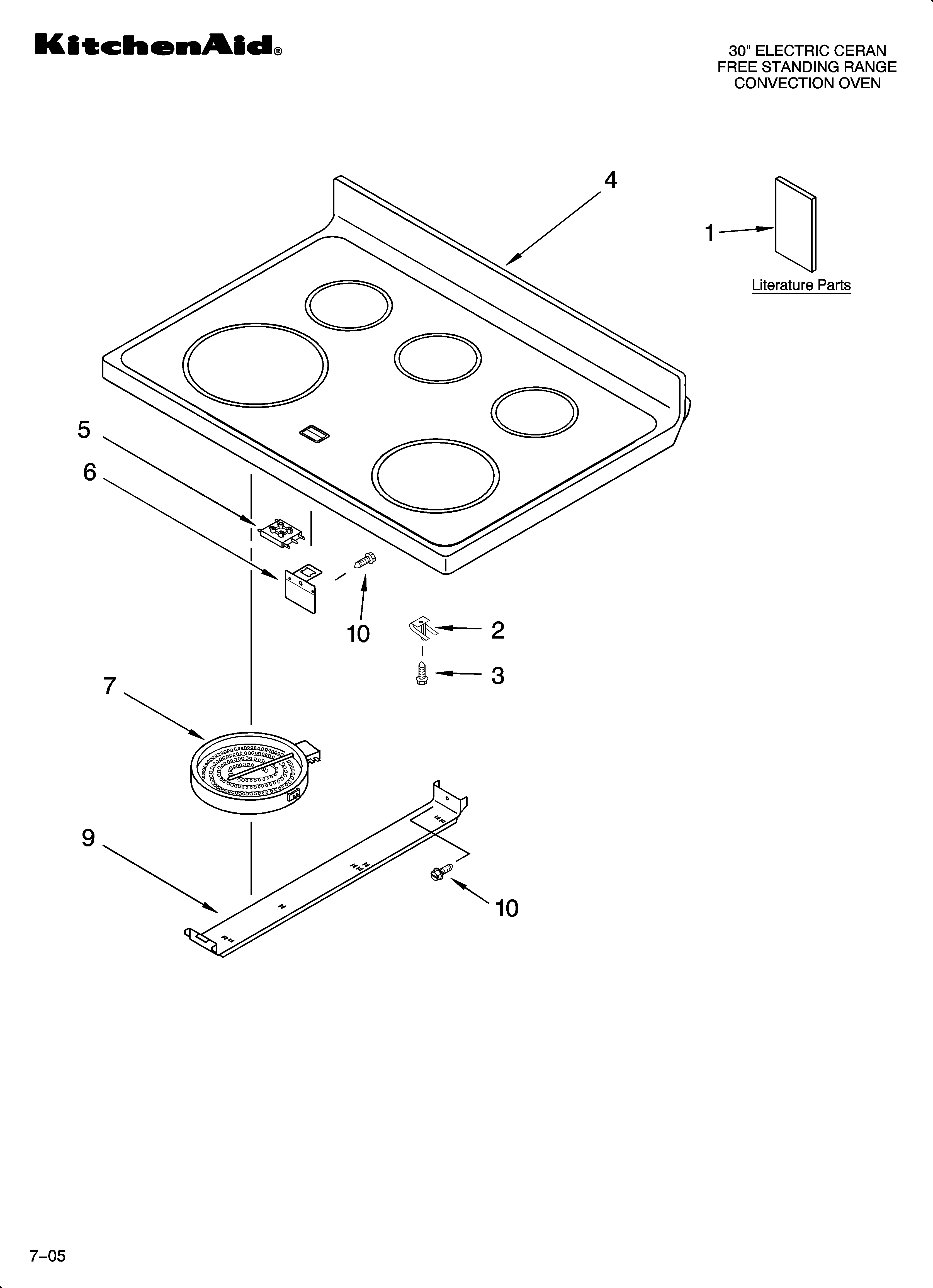 KitchenAid KERI203PWH2 cooktop parts diagram